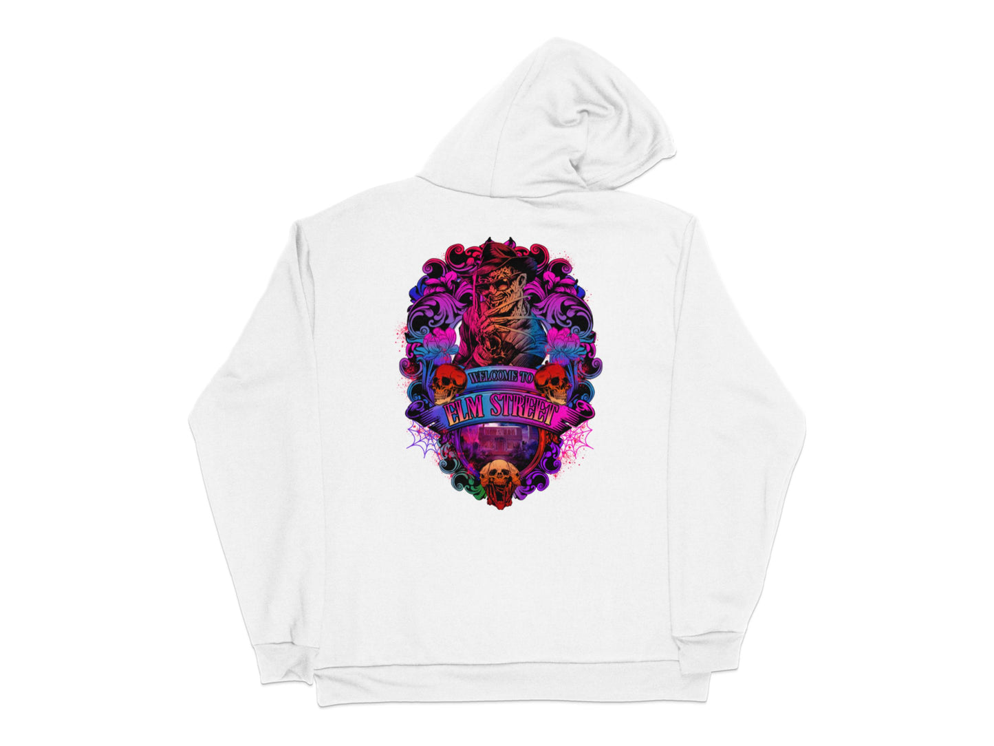 Gothic Skull Hoodie, Dark Fantasy Art, Trendy Graphic Sweatshirt, Vibrant Colors, Unisex Fit