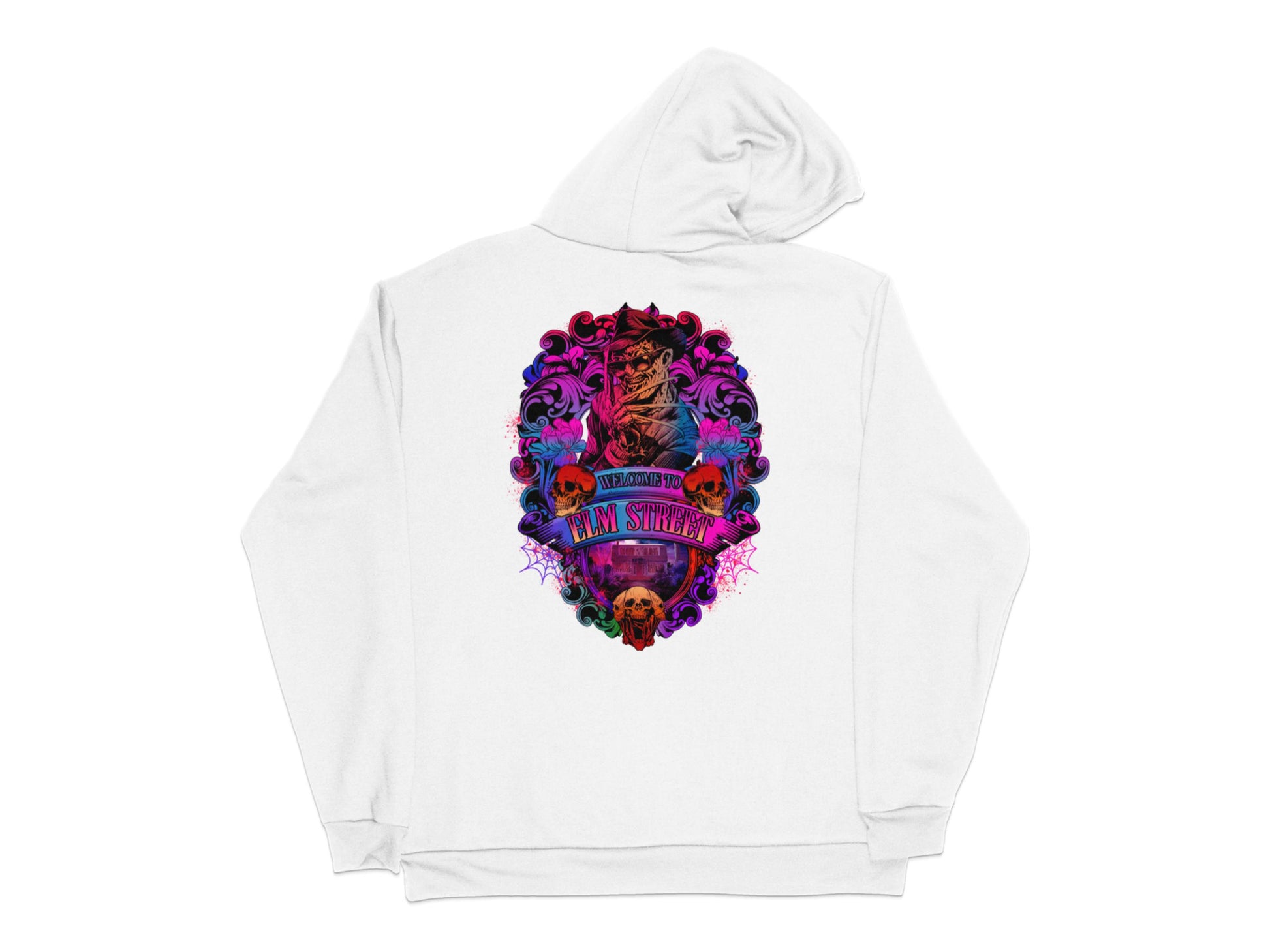 Gothic Skull Hoodie, Dark Fantasy Art, Trendy Graphic Sweatshirt, Vibrant Colors, Unisex Fit