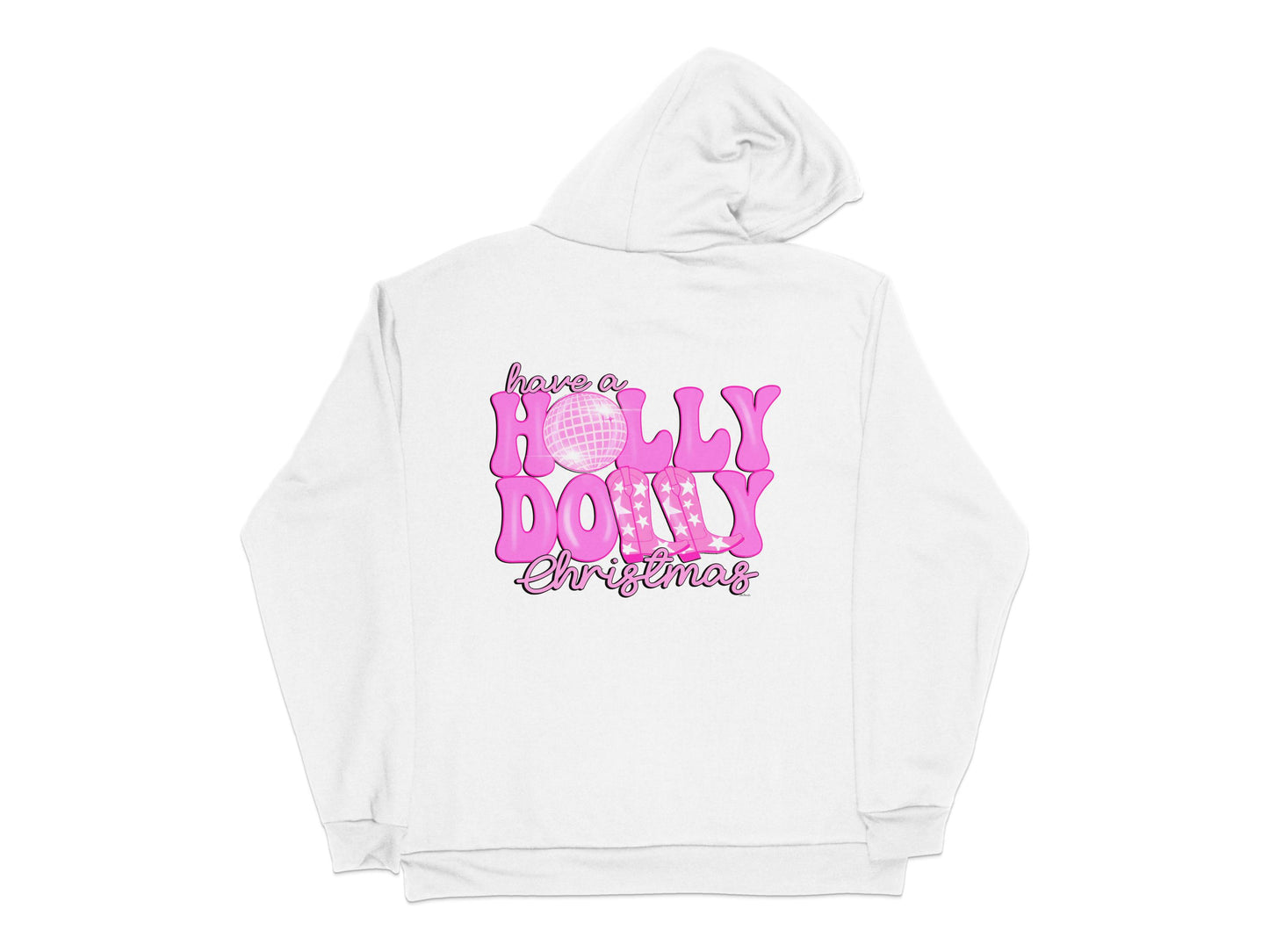 Holly Jolly Christmas Hoodie, Pink Festive Holiday Sweatshirt, Casual Winter Apparel for Men and Women