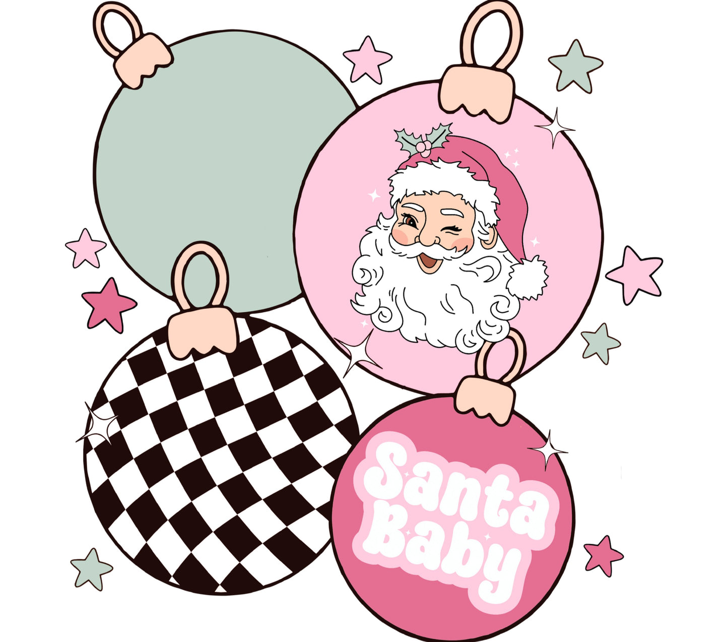 Santa Baby Christmas Ornaments Set, Vintage Santa Claus Design, Festive Holiday Decor, Retro Style Xmas Tree Accessories