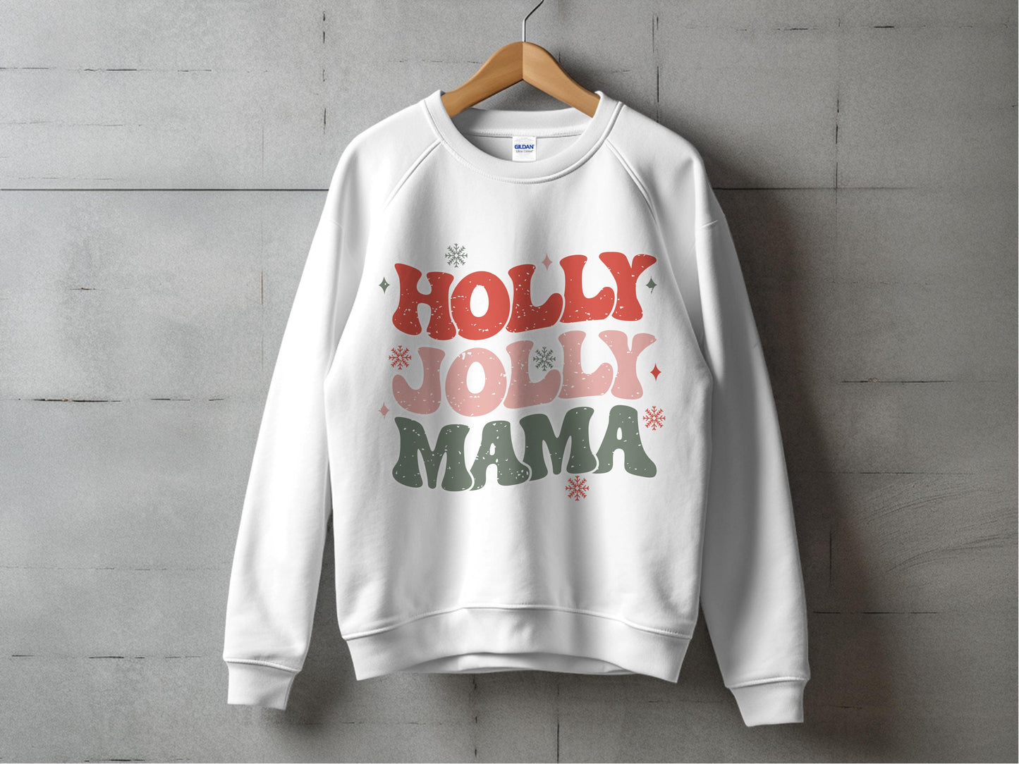 Holly Jolly Mama Christmas Sweatshirt, Holiday Crewneck, Festive Mom Sweater, Winter Apparel Gifts