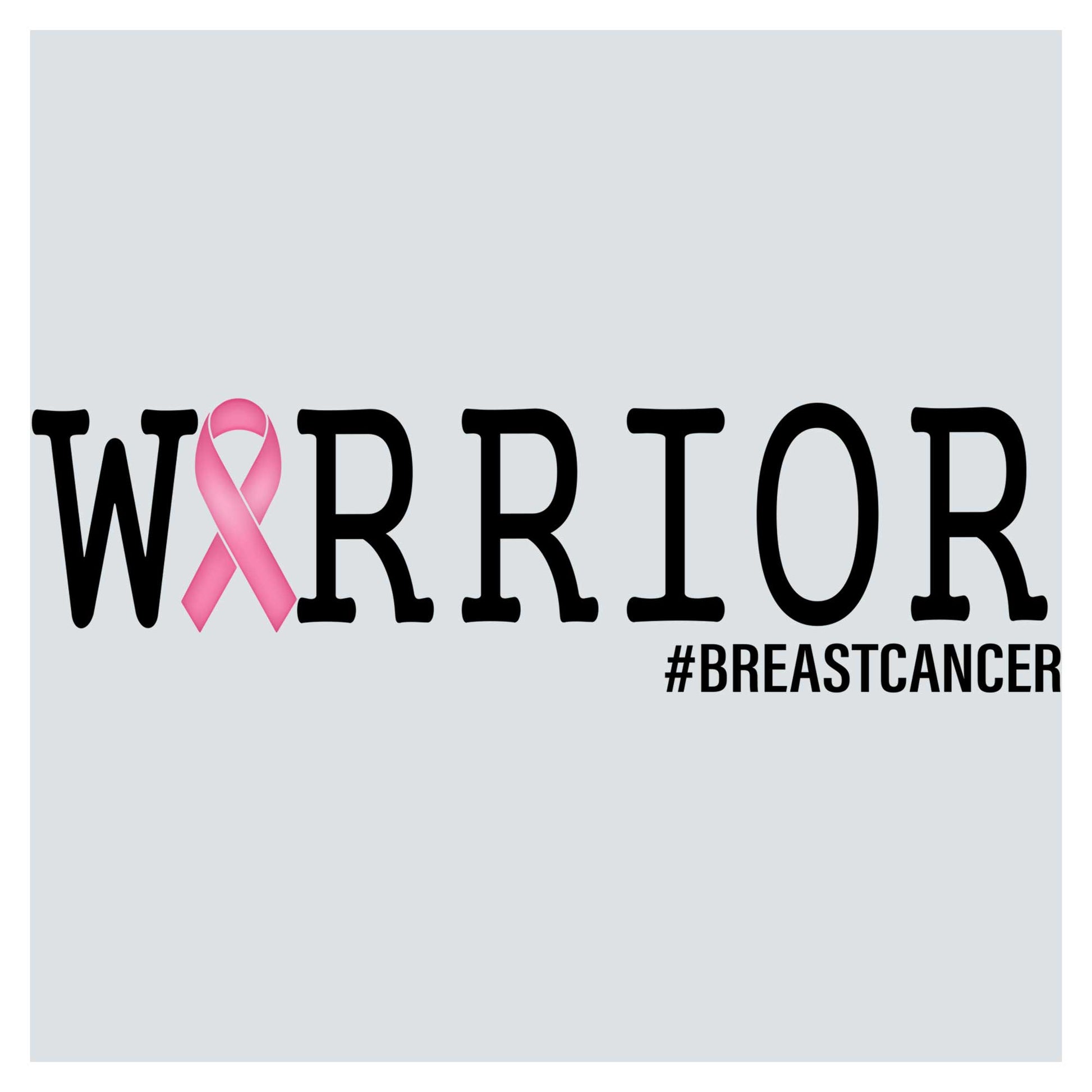 a pink ribbon that says warrior breast cancer
