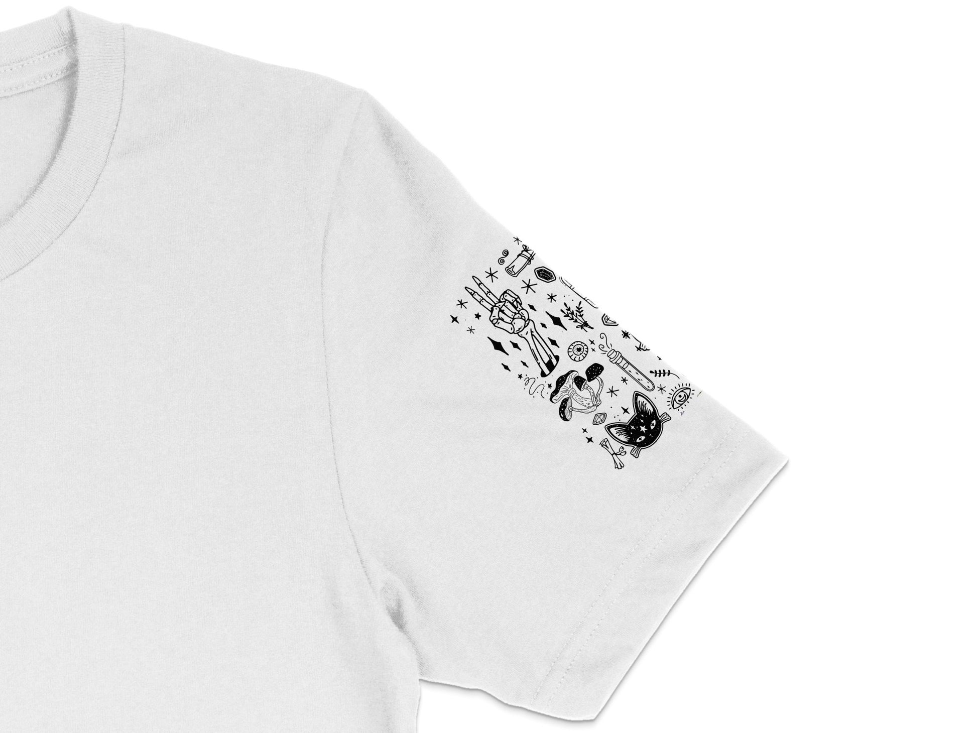 White T-Shirt with Minimalist Black Astronaut Print, Unisex Space Theme Tee