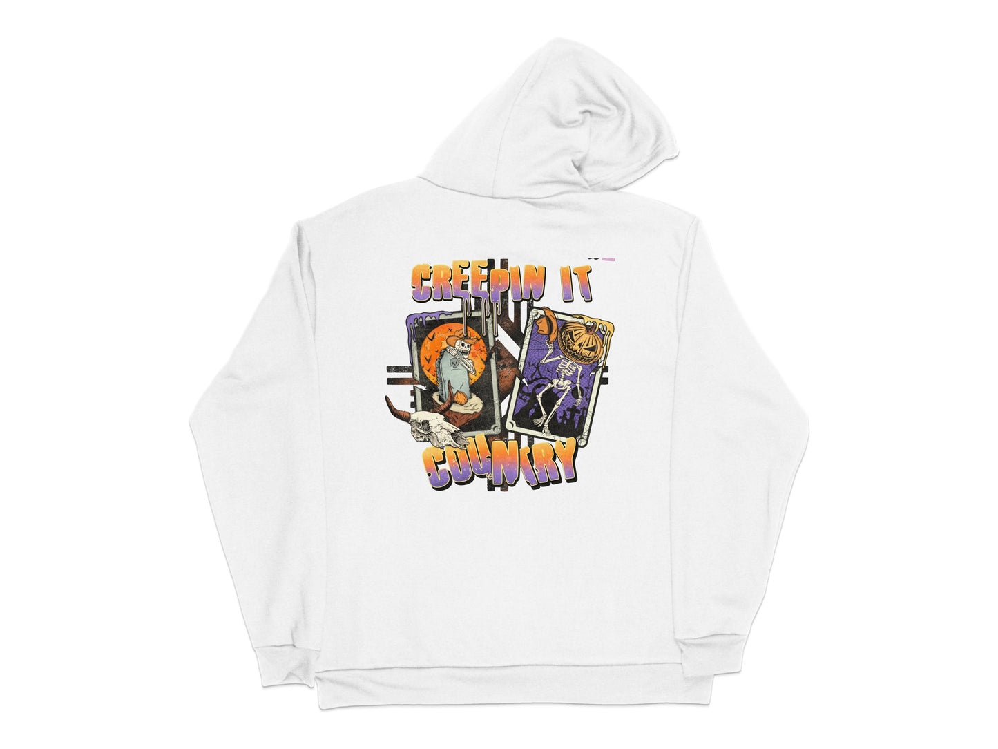 Creepin It Country Halloween Hoodie, Spooky Owl and Pumpkin Graphic Sweatshirt, Unisex Fall Fashion Apparel