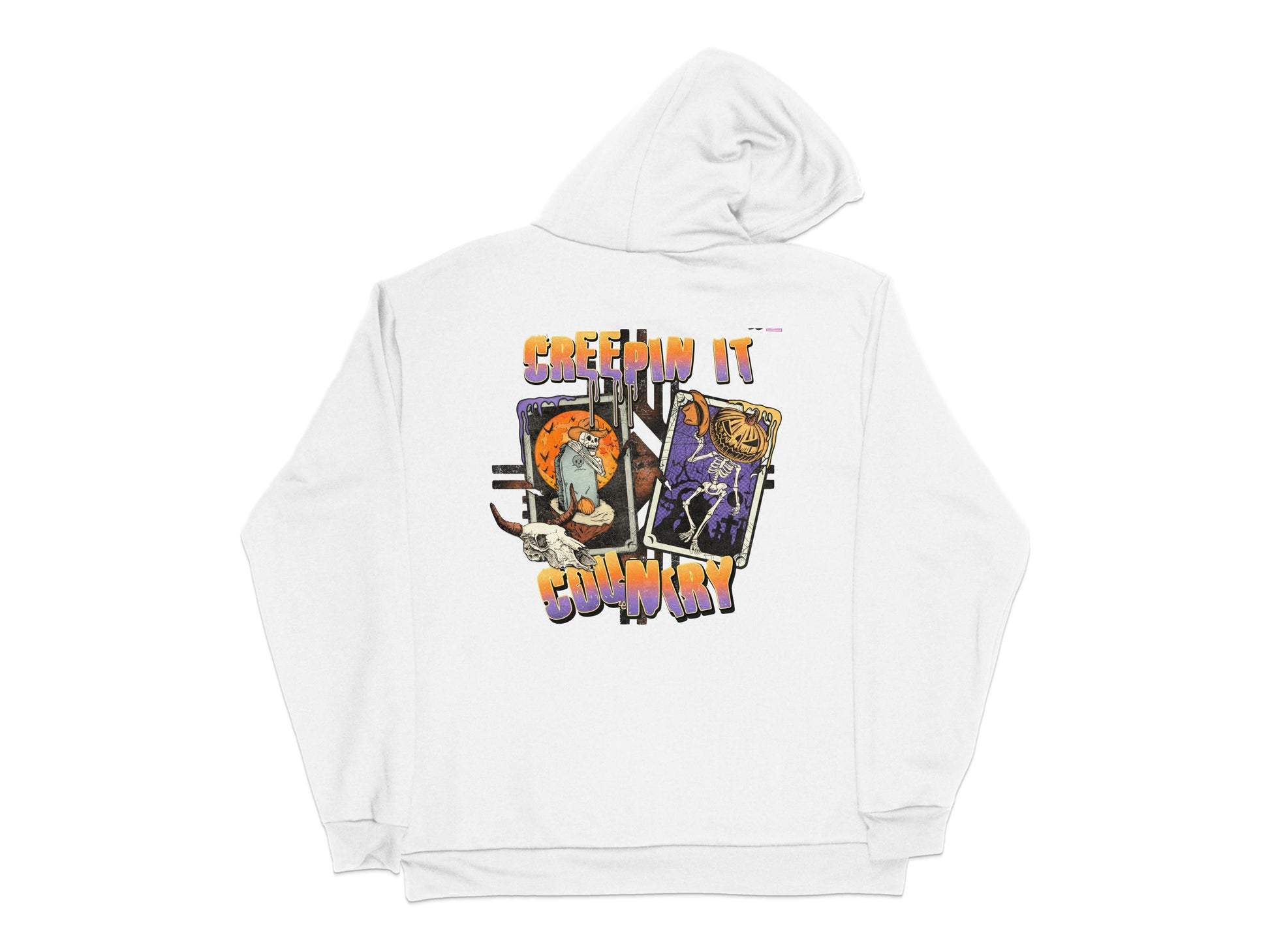 Creepin It Country Halloween Hoodie, Spooky Owl and Pumpkin Graphic Sweatshirt, Unisex Fall Fashion Apparel