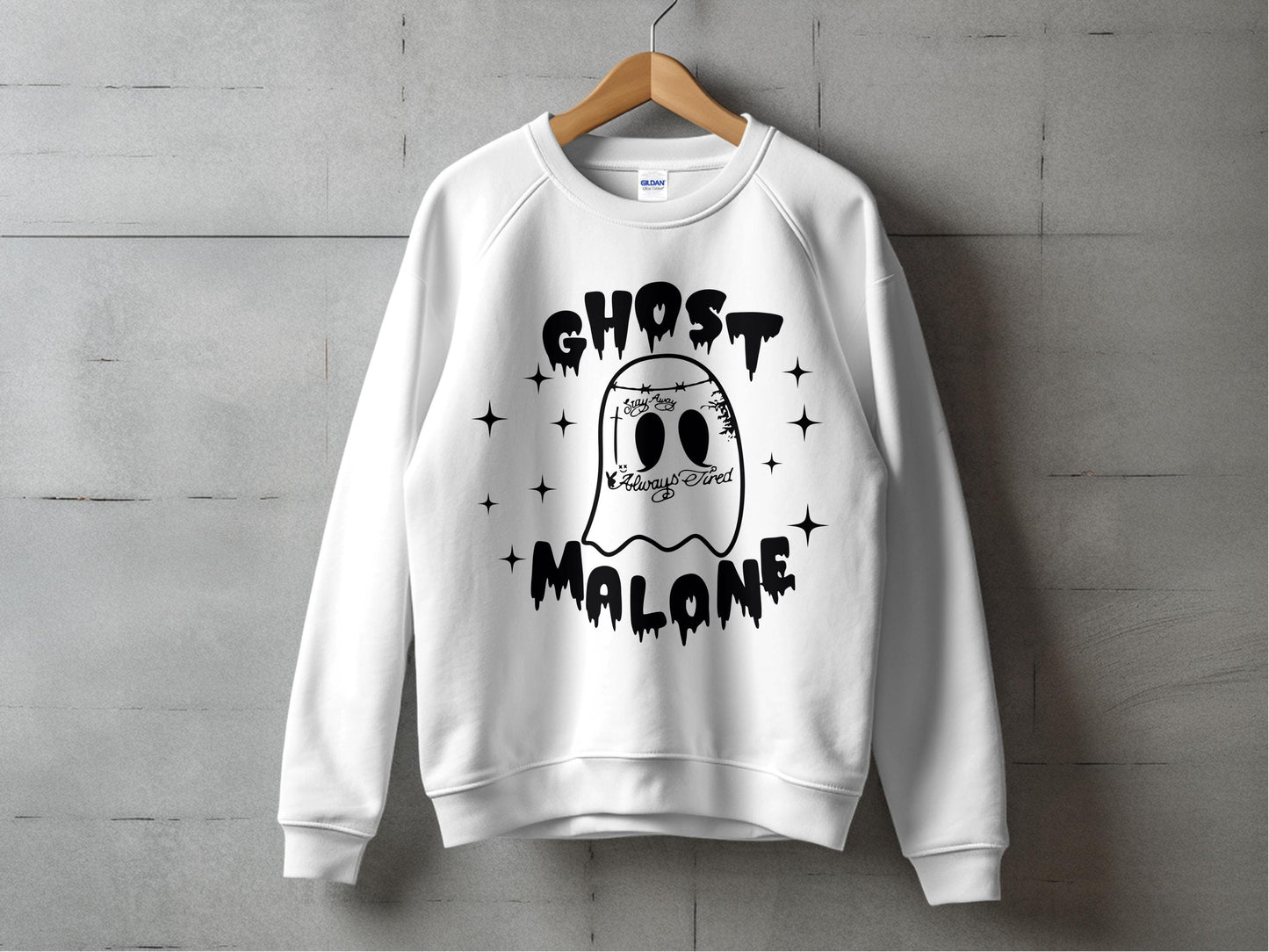 Ghost Malone Graphic Sweatshirt, Unisex White Pullover, Casual Comfortable Trendy Music Fan Apparel