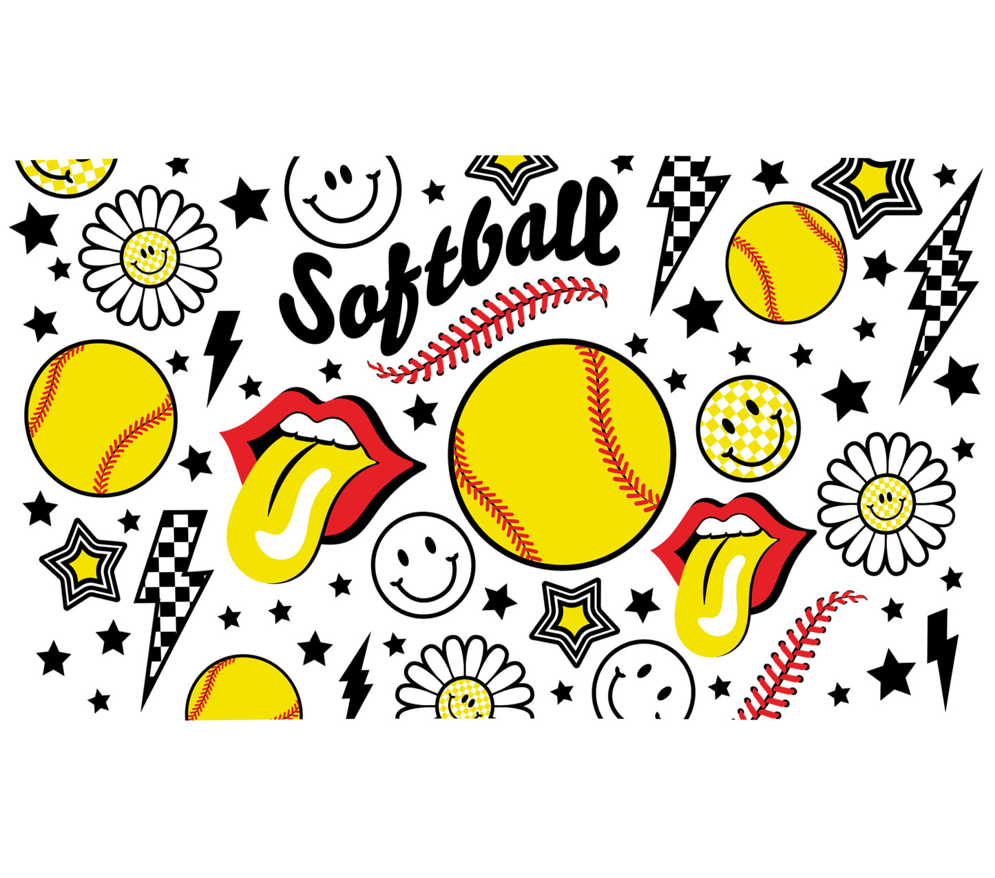 Colorful Softball Pattern Sticker Sheet, Cute Sports Decals for Laptops and Notebooks, Vibrant Baseball Graphics, Gift for Athletes