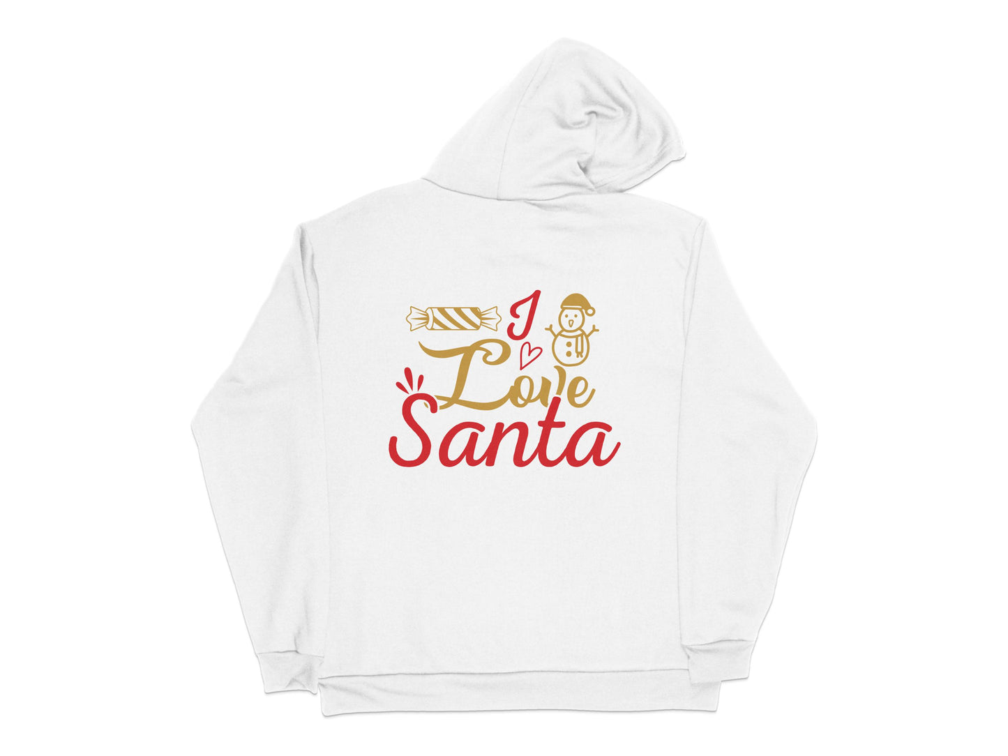 Kids Christmas Hoodie 'I Love Santa' Festive Holiday Sweatshirt with Cute Graphics White Hoodie
