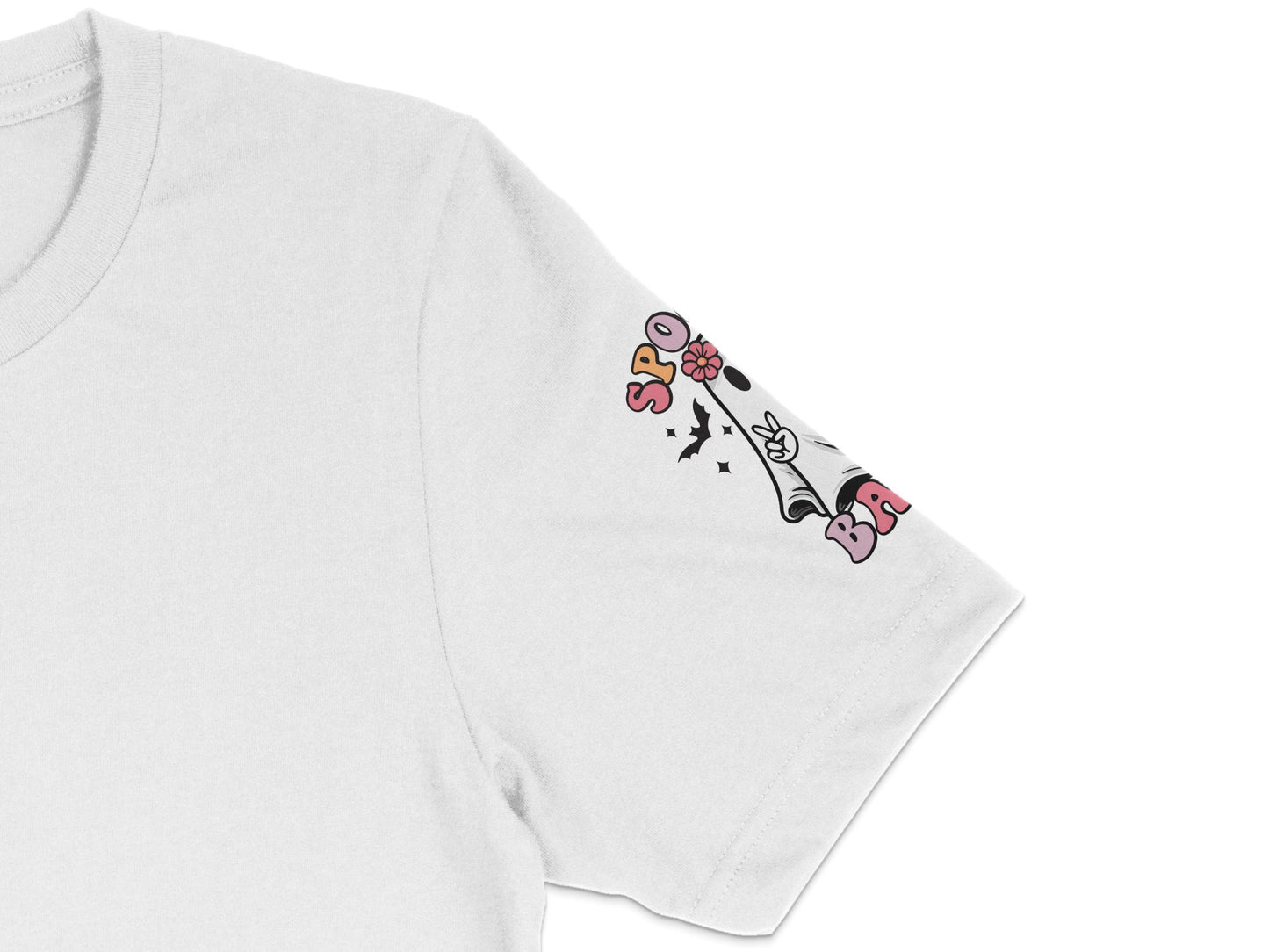 White T-Shirt with Cute Cartoon Tattoo Print, Unisex Casual Graphic Tee, Stylish Summer Top