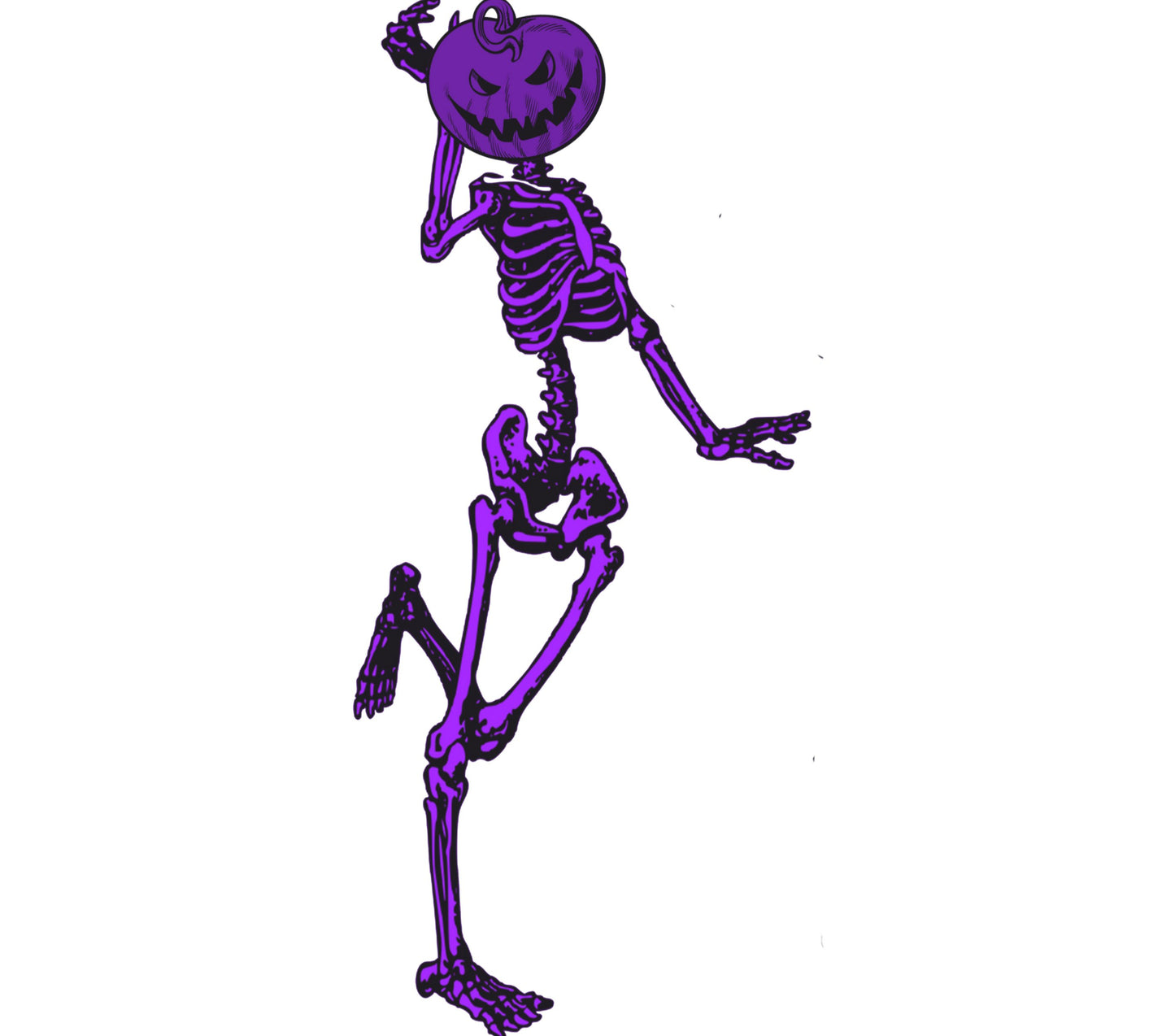 Halloween Skeleton Decor, Purple Pumpkin Head Skeleton, Spooky Wall Art, Gothic Home Decoration
