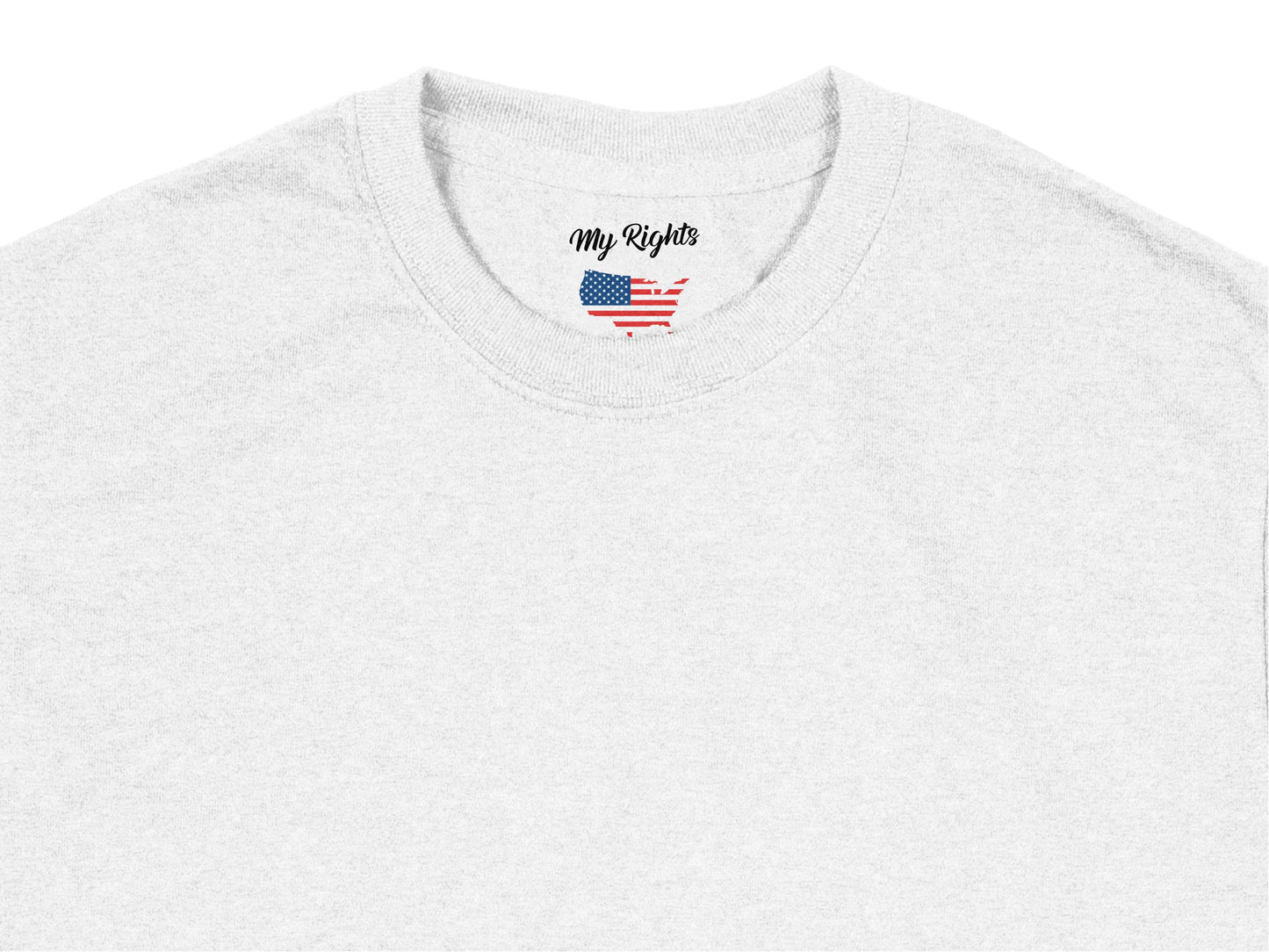 White T-Shirt with Patriotic 'My Rights' American Flag Print, Unisex Cotton Tee, Casual Apparel