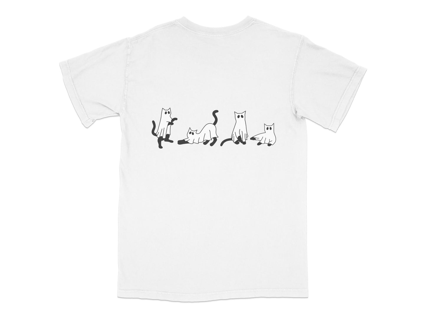 White Cat T-Shirt, Minimalist Line Art Cats Graphic Tee, Unisex Cotton Shirt, Casual Style, Animal Lovers Gift, Unique Pet Design Top