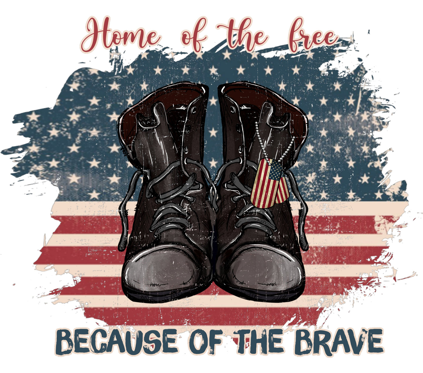 Vintage Military Boots American Flag Design Patriotic Wall Art Home Decor