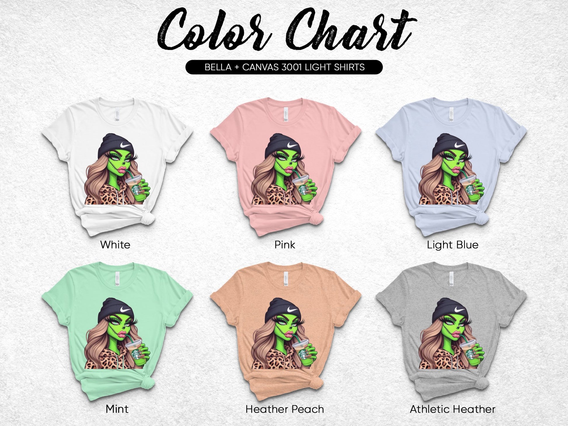 Bella Canvas 3001 Light T-Shirts, Colorful Witch Graphic Tees in Multiple Shades for Halloween