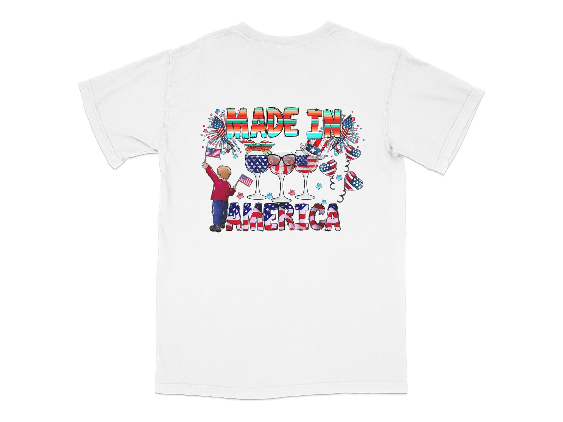 Made in America Patriotic T-Shirt, USA Flag, July Fourth Celebration, Unisex White Tee