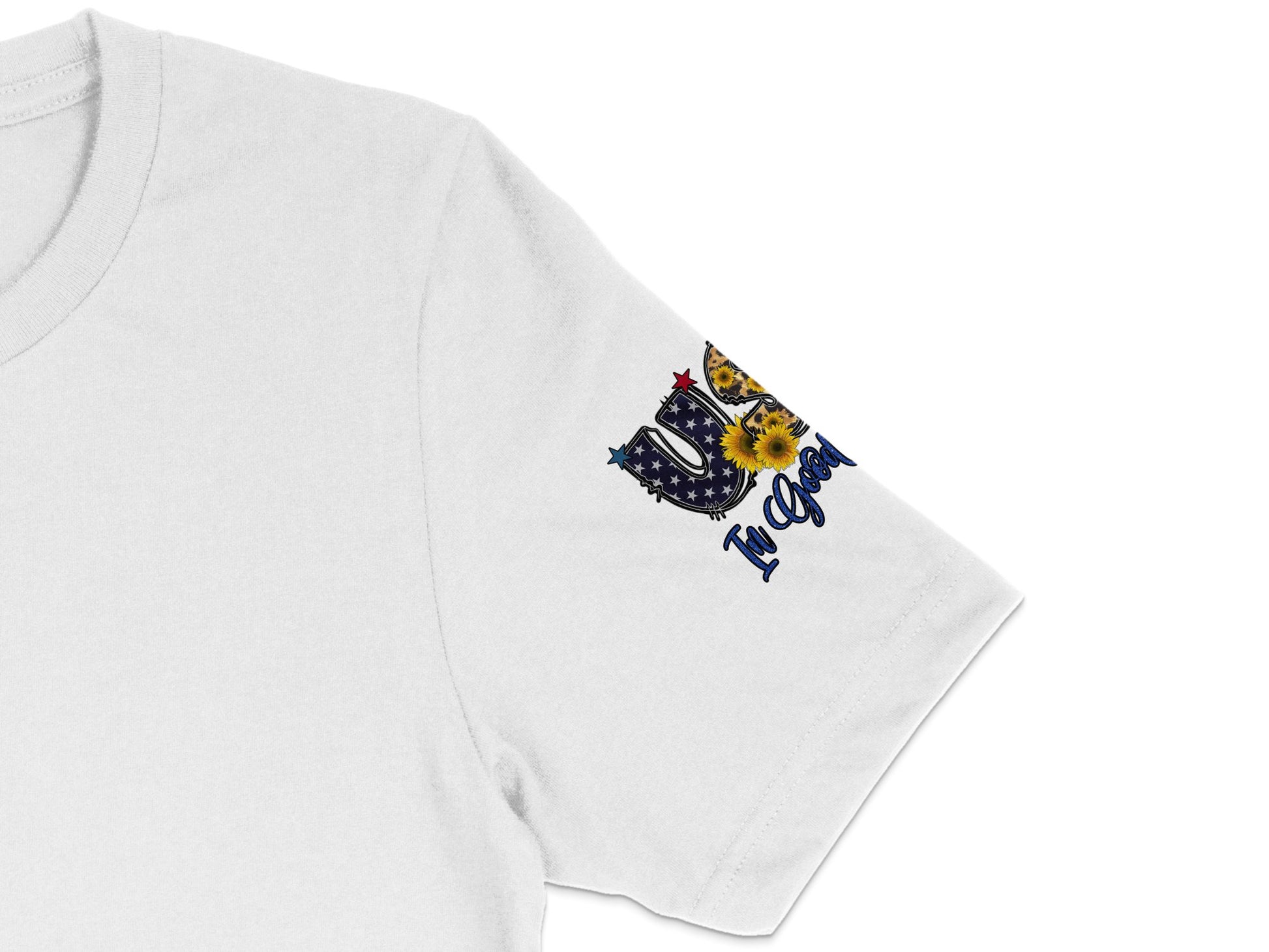 White T-Shirt with Colorful Floral Embroidery, Casual Cotton Tee, Unique Sunflower Pattern, Summer Fashion Top for Women