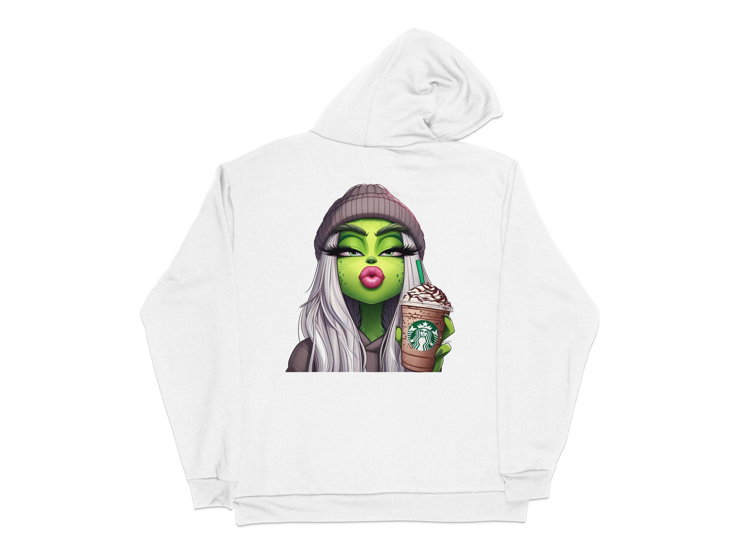 Trendy White Hoodie with Fashionable Drag Queen Graphic, Colorful Pop Art, Stylish Streetwear