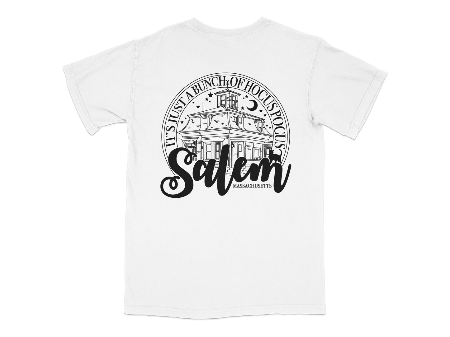 Salem Massachusetts T-Shirt, Vintage Hocus Pocus Witch House Graphic Tee, Unisex White T-Shirt
