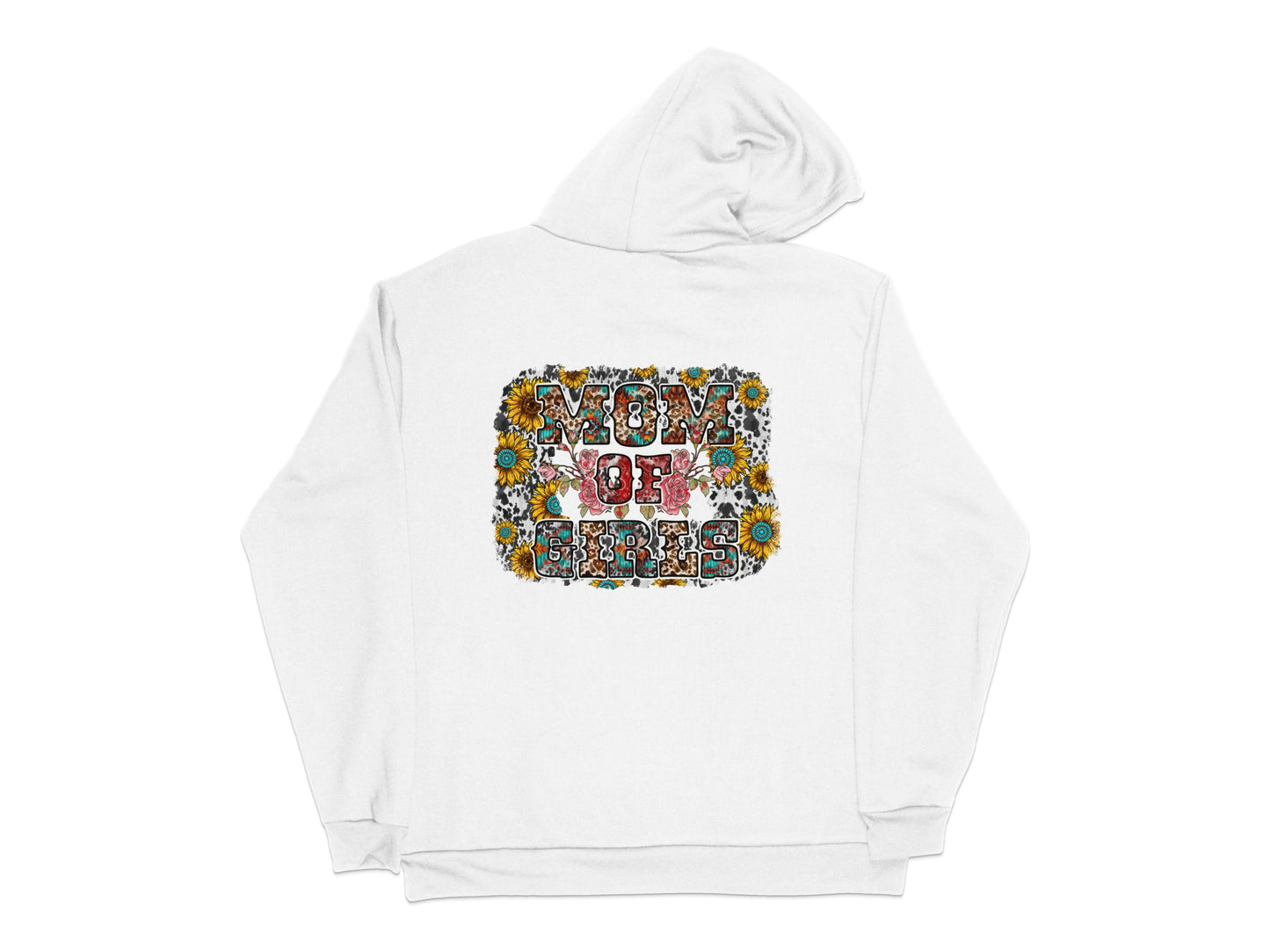 White Hoodie with Colorful Floral Vote Graphic, Unisex Adult Casual Wear Sweatshirt