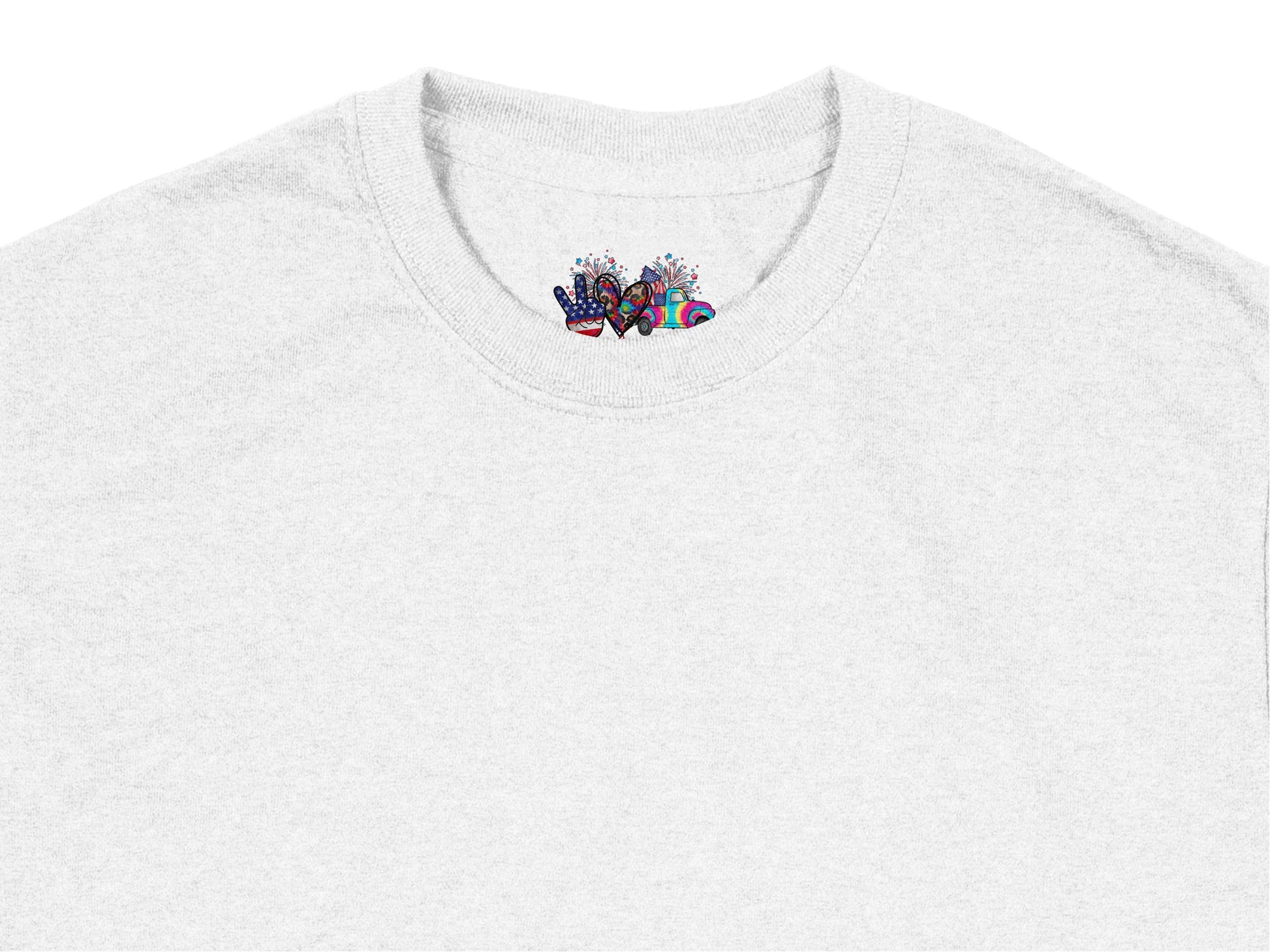 White T-Shirt with Colorful Embroidered Love Design, Casual Unisex Tee, Trendy Summer Fashion Top, Gift Idea for Her and Him
