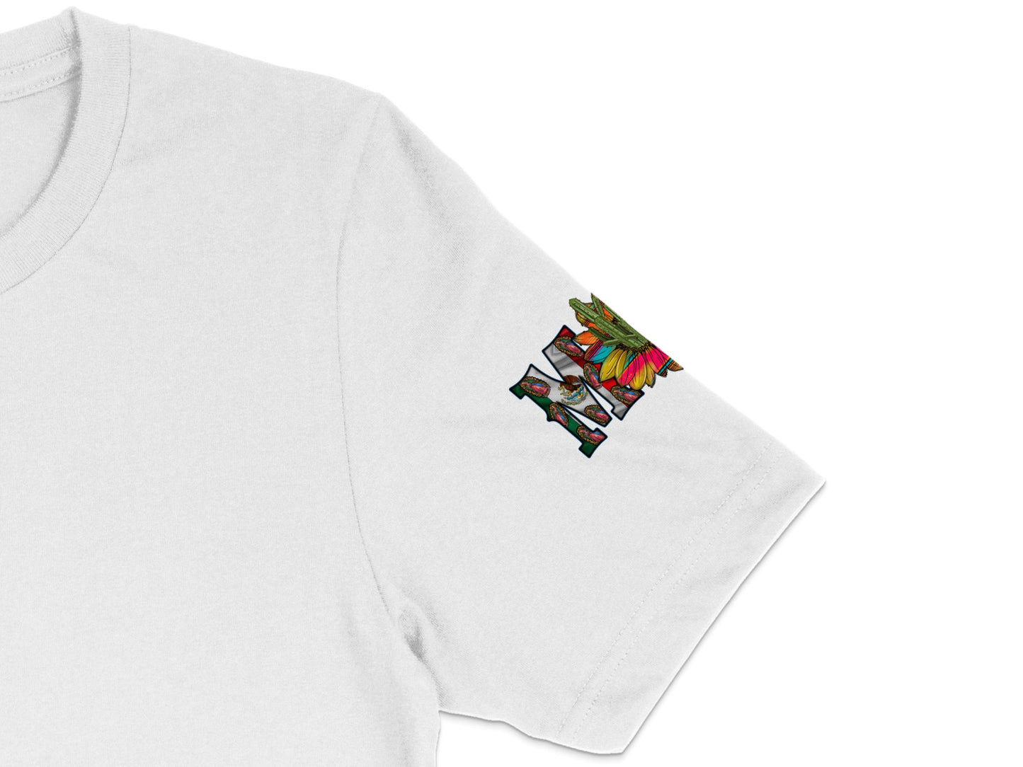 Colorful Abstract Art Pocket T-Shirt, Unique Graphic Tee, Casual Unisex White Top