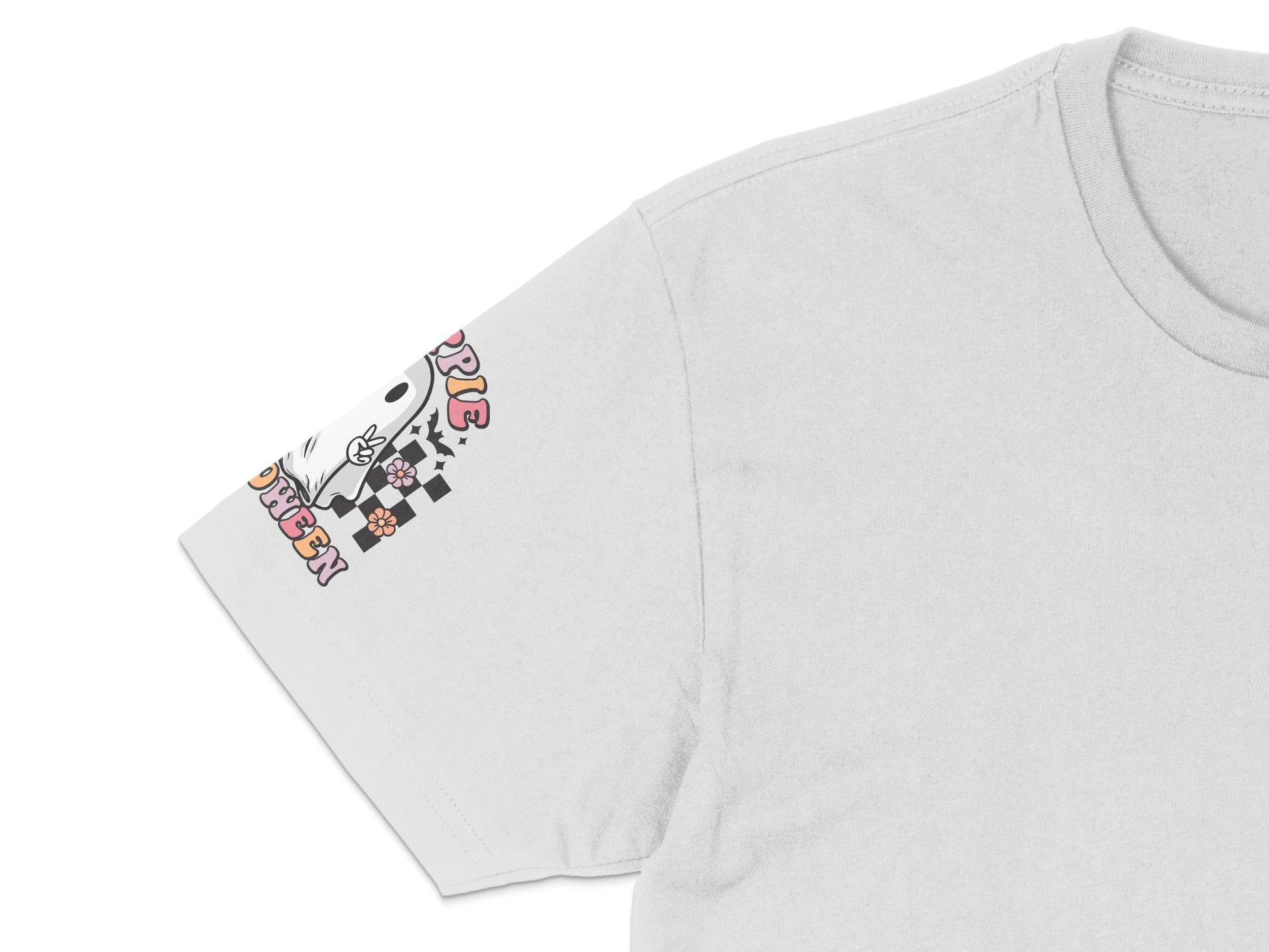 White T-Shirt with Cartoon Characters Graphic Print, Unisex Casual Crew Neck Tee