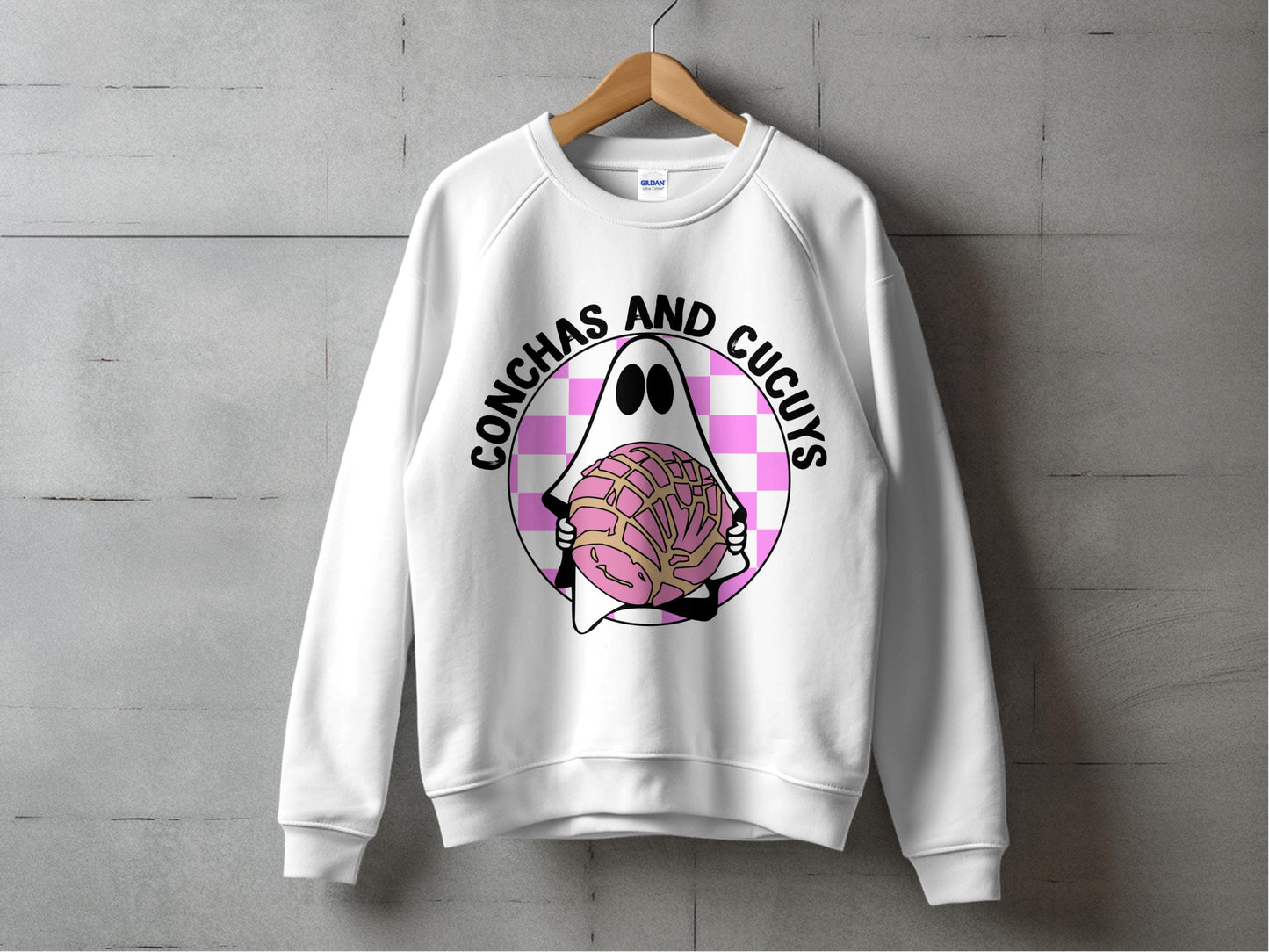 Conchas and Cucus Graphic Sweatshirt, Pink Pastry Print, Casual Streetwear, Unisex Fashion Pullover, Comfortable Apparel