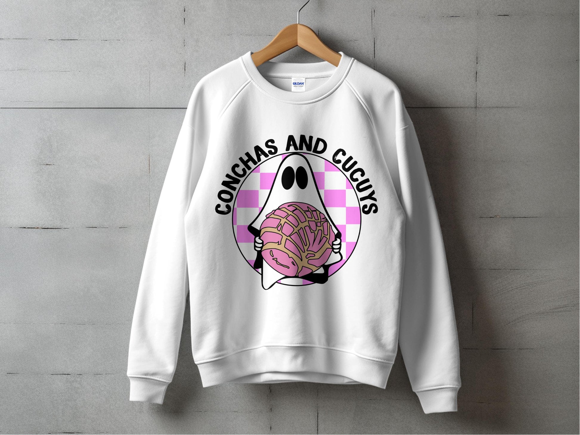 Conchas and Cucus Graphic Sweatshirt, Pink Pastry Print, Casual Streetwear, Unisex Fashion Pullover, Comfortable Apparel