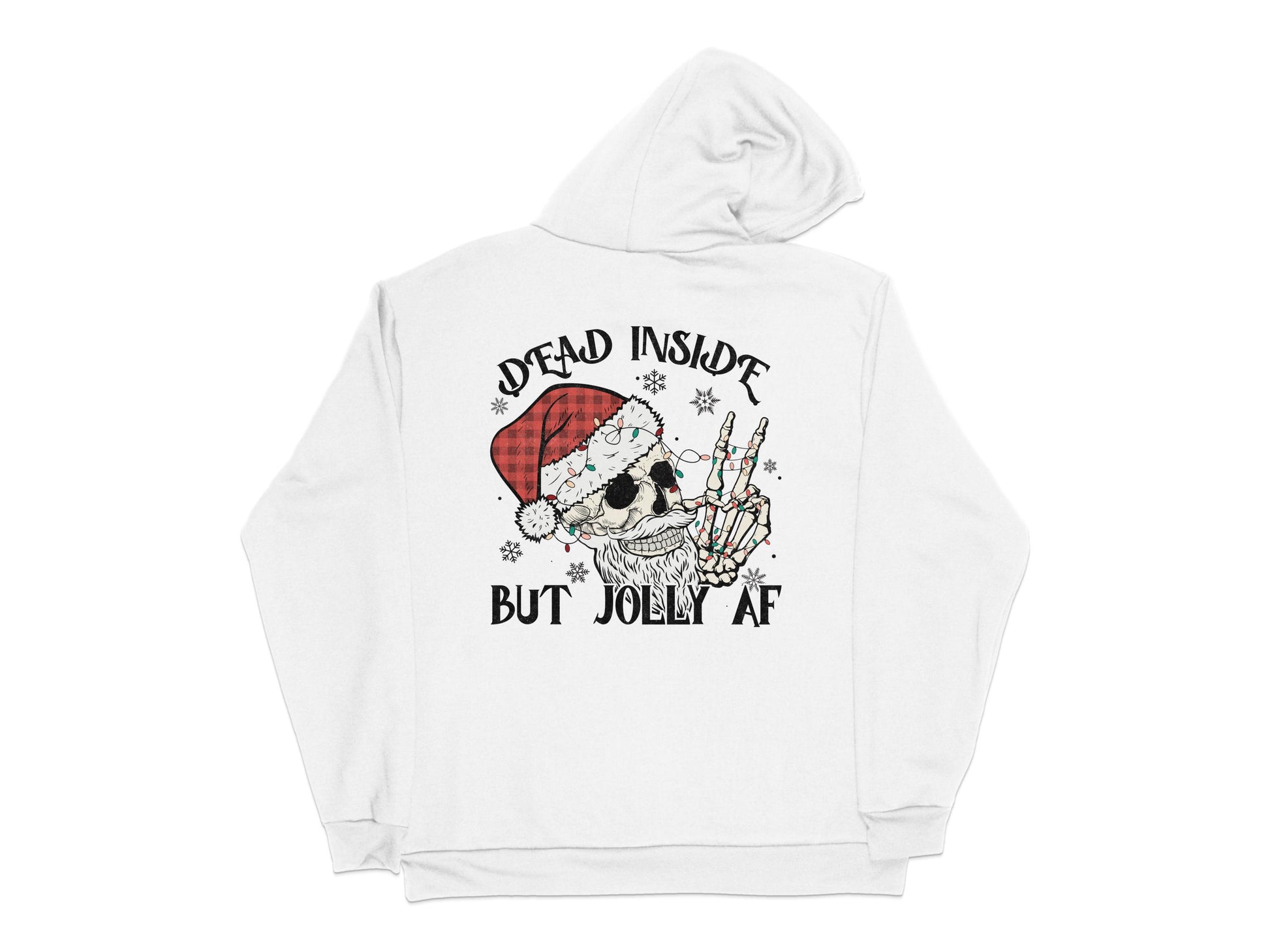 Dead Inside But Jolly AF Hoodie, Funny Christmas Sweatshirt, Holiday Santa Skull Apparel, Unisex Winter Clothing