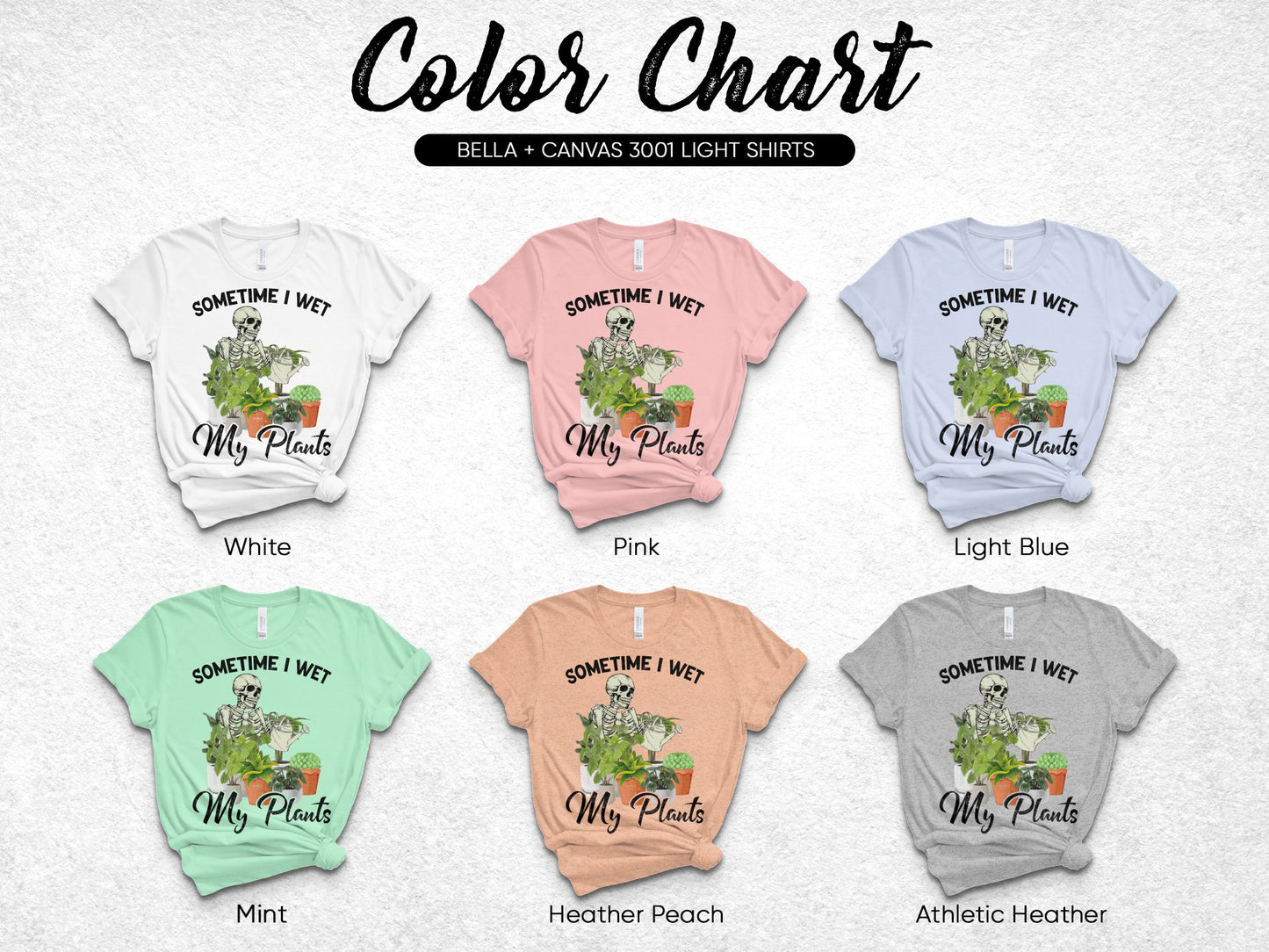 Bella Canvas 3001 T-Shirts with Fun Plant Graphic, Various Colors, Unisex Fit, Casual Wear