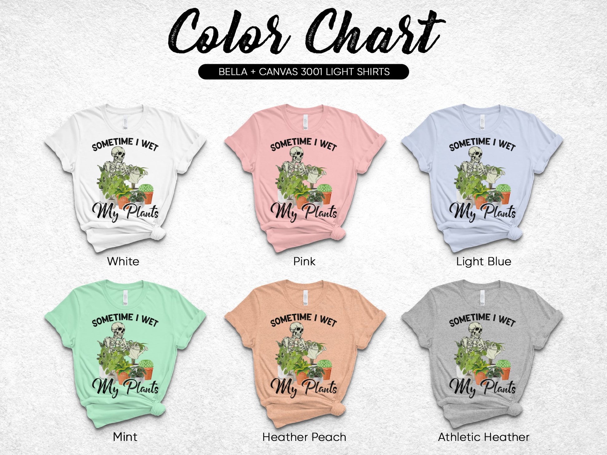 Bella Canvas 3001 T-Shirts with Fun Plant Graphic, Various Colors, Unisex Fit, Casual Wear