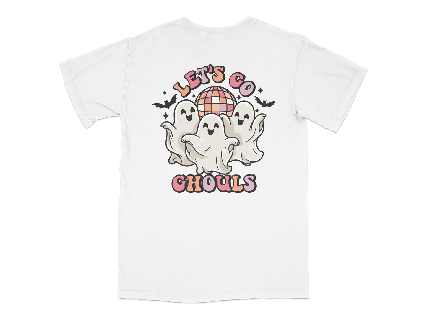 Let's Go Ghouls Graphic T-Shirt, Cute Ghost Disco Ball Design, Fun Halloween Tee, Casual Party Fashion, Unisex Ghost Shirt