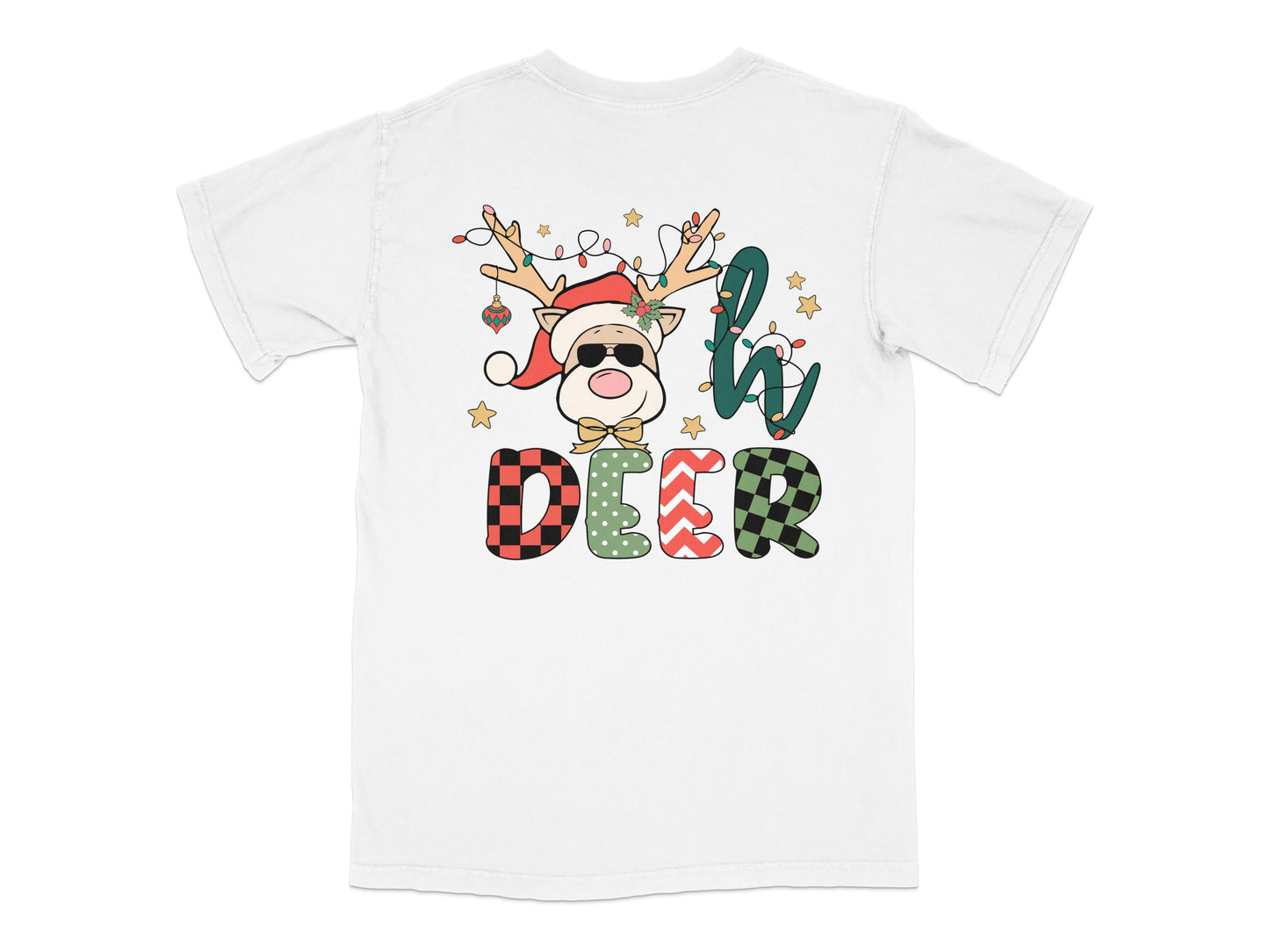 Christmas T-Shirt Reindeer Graphic Tee Buffalo Plaid Joyful Holiday Gift Idea Cute Deer Top Festive Apparel Unisex