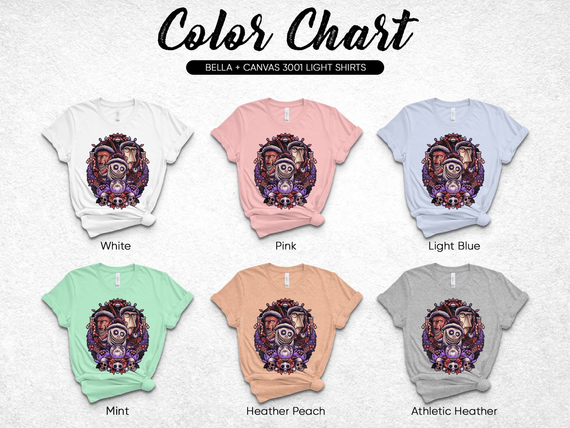 Bella Canvas 3001 T-Shirts with Unique Owl Print, Available in White, Pink, Blue, Mint, Peach