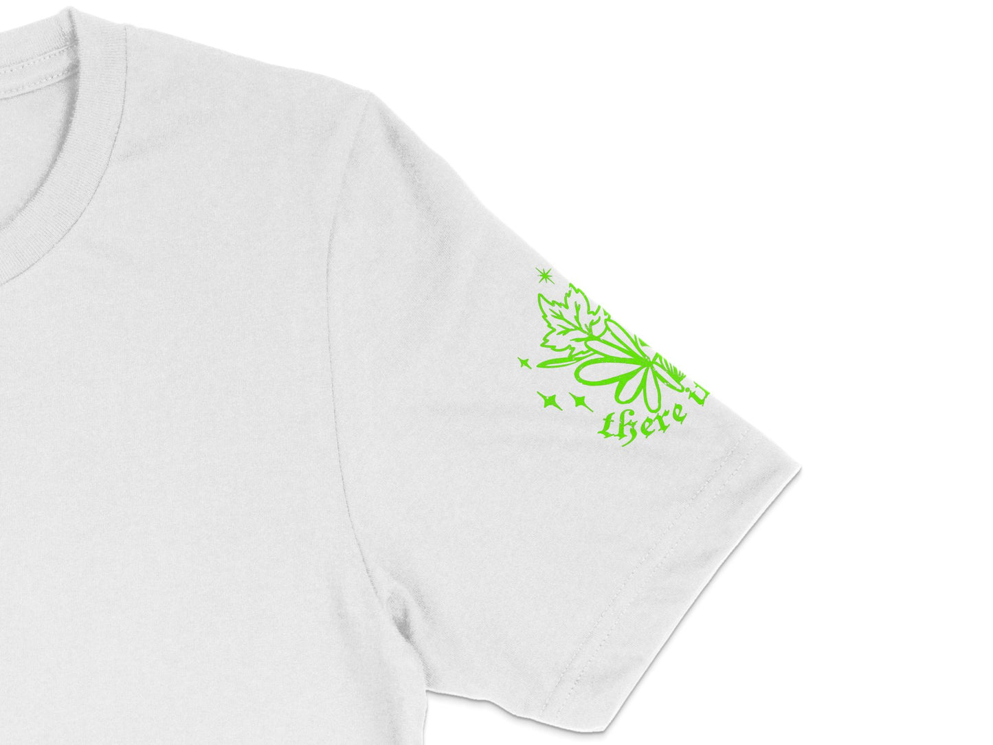 White T-Shirt with Green Leaf Design, Unisex Cotton Tee, Casual Eco-Friendly Apparel