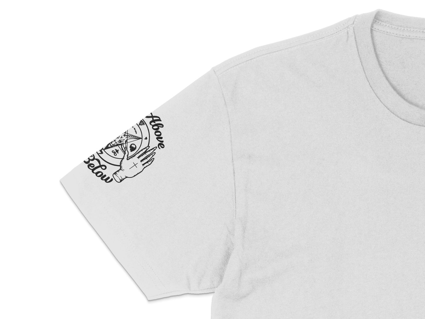 White T-Shirt with Unique Hand Peace Love Graphic, Unisex Casual Tee, Soft Cotton Top