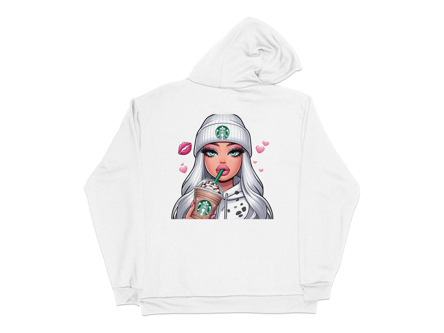 Pop Art Hoodie, Trendy Fashion Illustration, White Hoodie with Graphic Print, Casual Streetwear, Unique Gift Idea