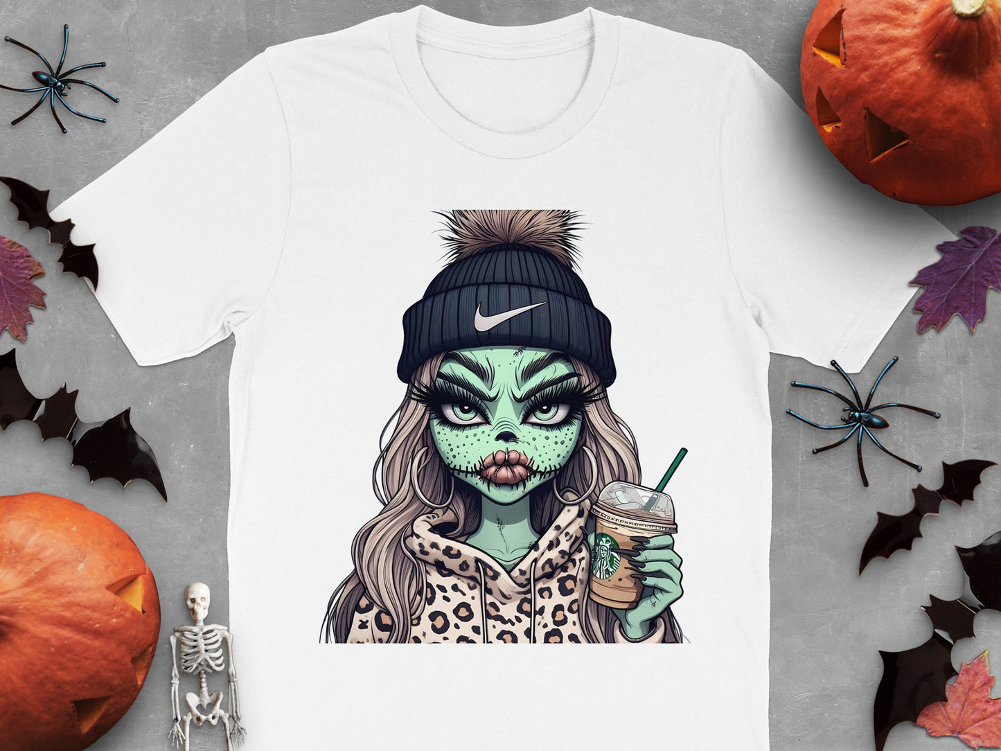 Halloween Zombie Girl T-Shirt, Funky Monster Graphic Tee, Spooky Fashion Top, Unique Fall Clothing Gift