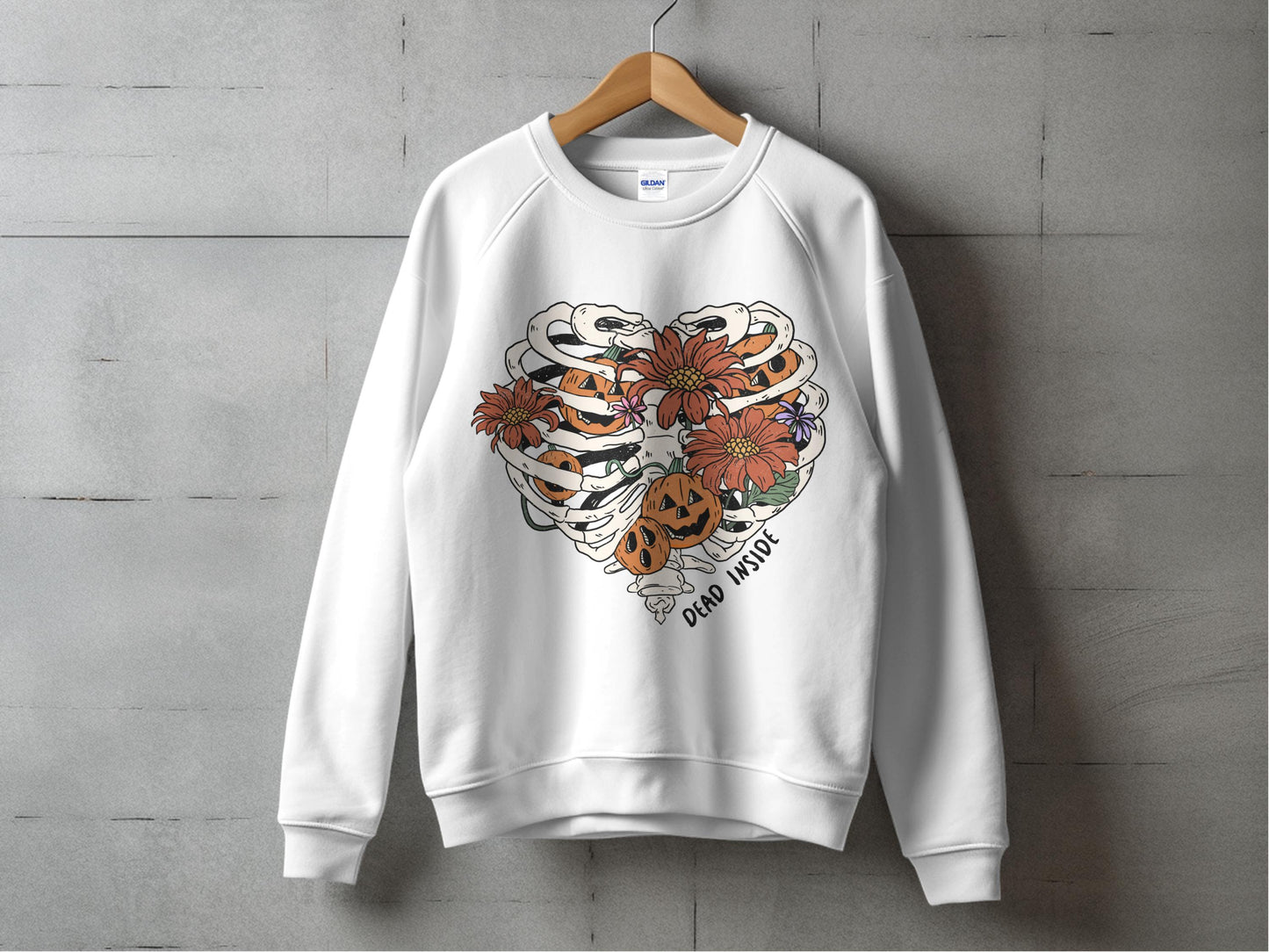 Cozy Fall Sweatshirt with Floral Pumpkin Graphic, Unisex White Pullover, Autumn Casual Fashion Top