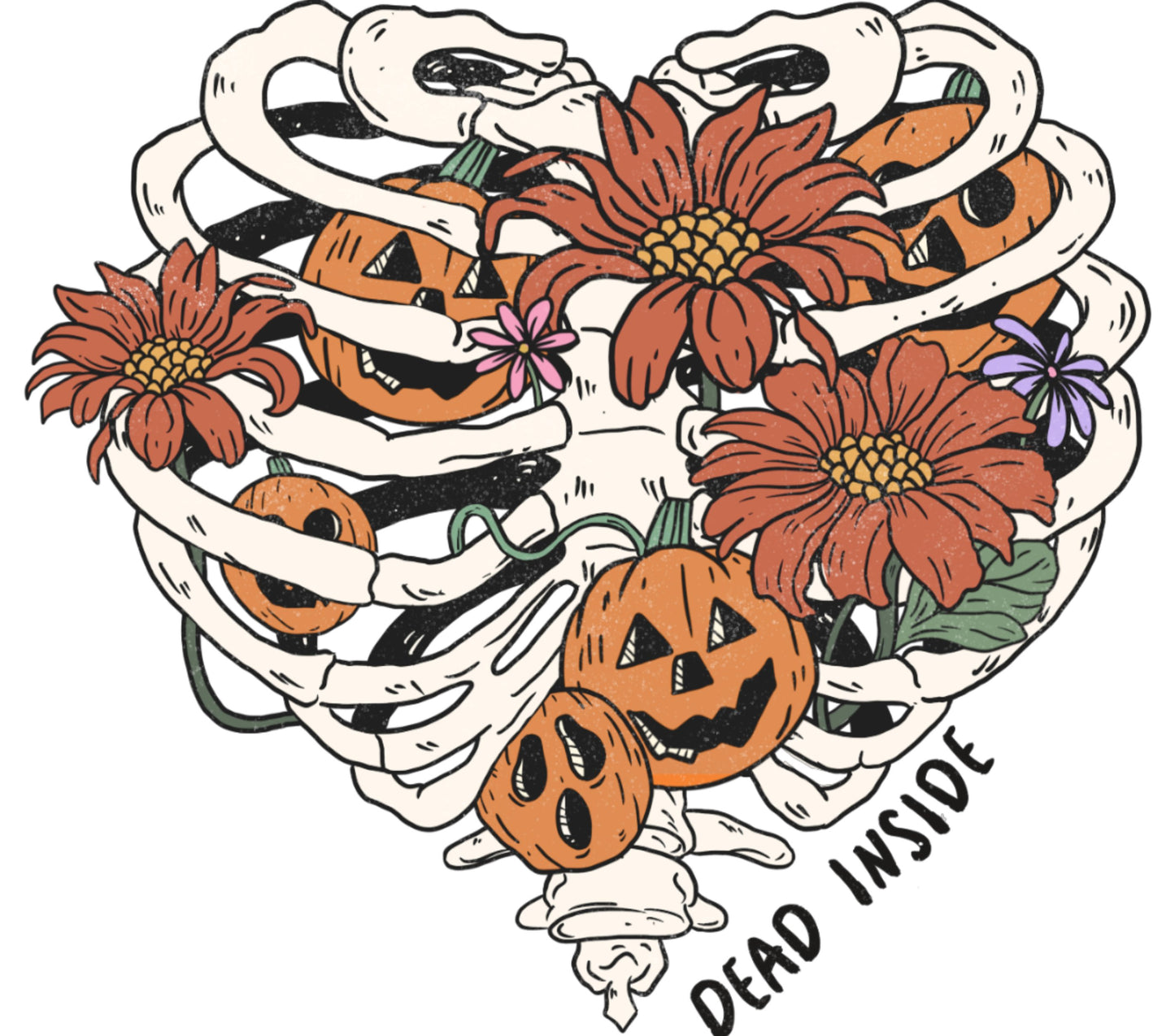 Halloween Pumpkin and Skull Art Print, Vintage Floral Autumn Decor, Spooky Wall Art