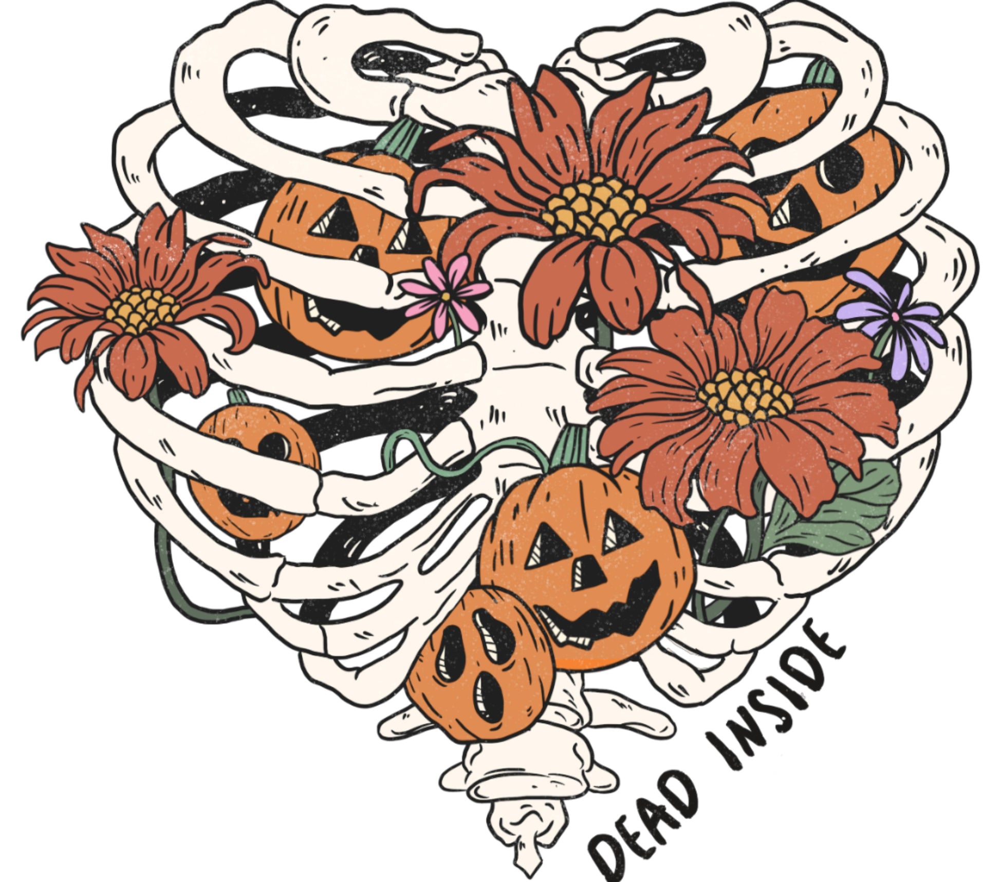 Halloween Pumpkin and Skull Art Print, Vintage Floral Autumn Decor, Spooky Wall Art