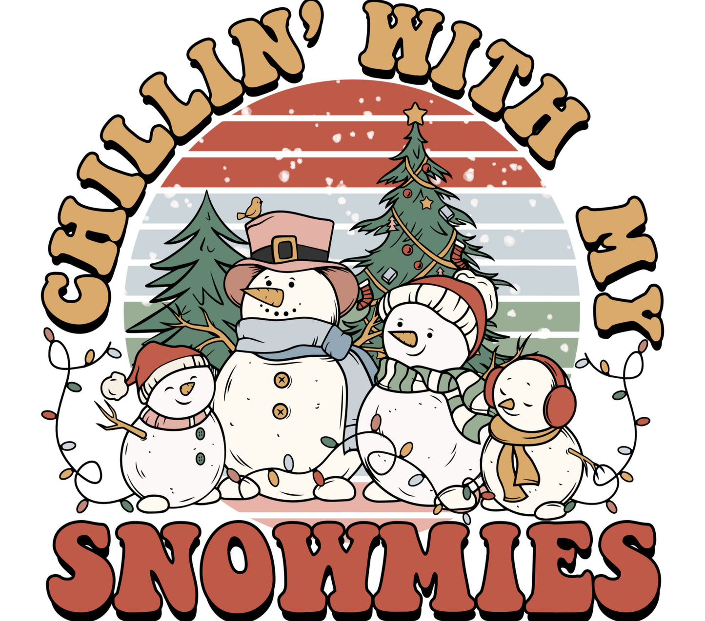Chillin' With My Snowmies Holiday Graphic Tee, Cute Snowman Family Christmas Shirt, Festive Winter Apparel