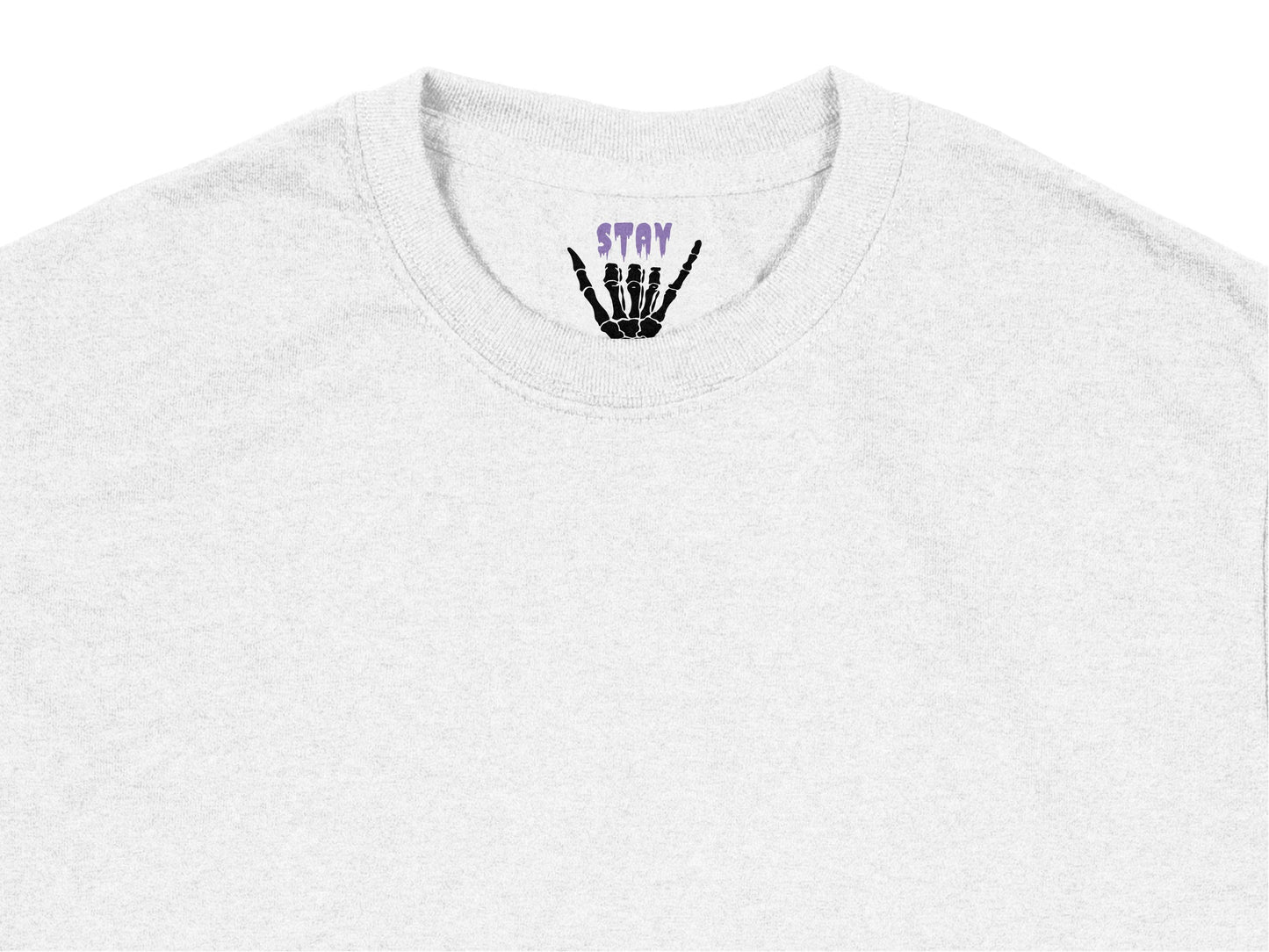 Unisex Light Gray T-Shirt, Stay Skeleton Hand Graphic, Casual Streetwear, Soft Cotton Tee, Trendy Hipster Clothing, Unique Graphic Shirt