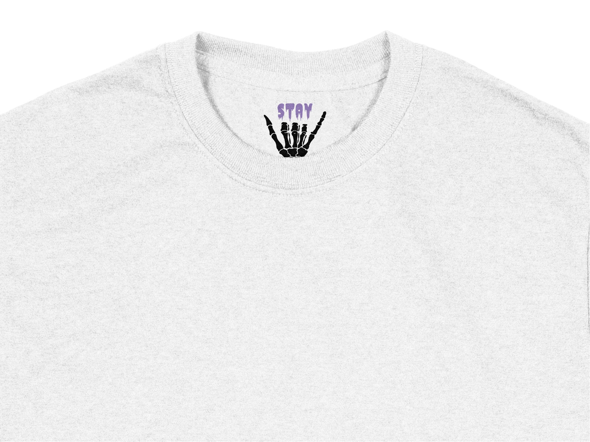 Unisex Light Gray T-Shirt, Stay Skeleton Hand Graphic, Casual Streetwear, Soft Cotton Tee, Trendy Hipster Clothing, Unique Graphic Shirt