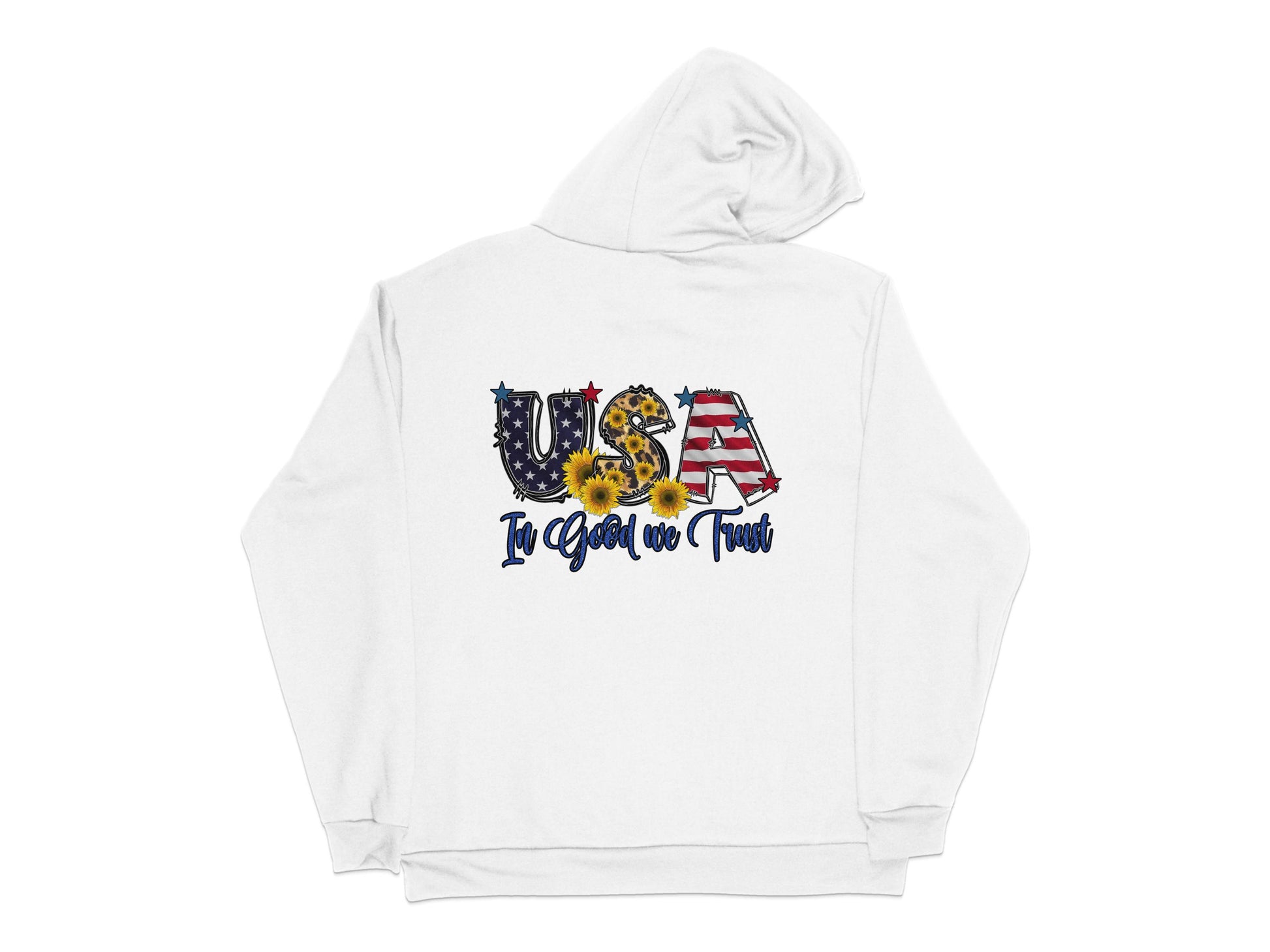 USA Patriotic Hoodie, Unisex White Sweatshirt, American Flag Letters, Casual Streetwear, Trendy Graphic Pullover
