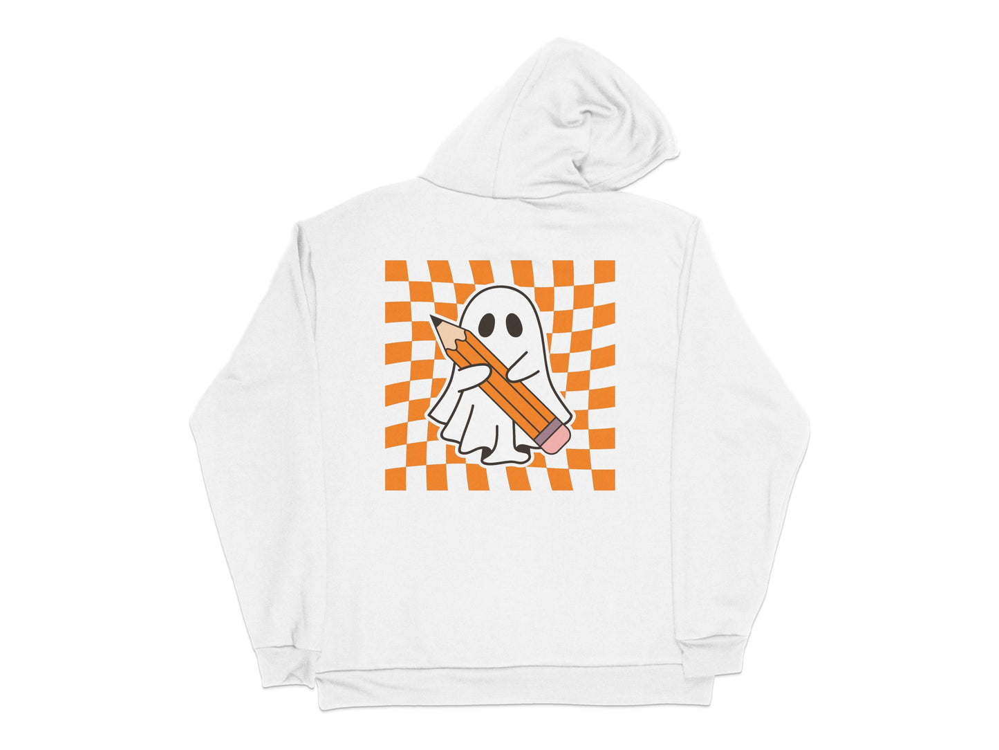 Cute Ghost Holding Hot Dog Hoodie, Funny Halloween Sweatshirt, Unisex Fall Apparel, Casual Comfortable Outerwear, Quirky Fashion