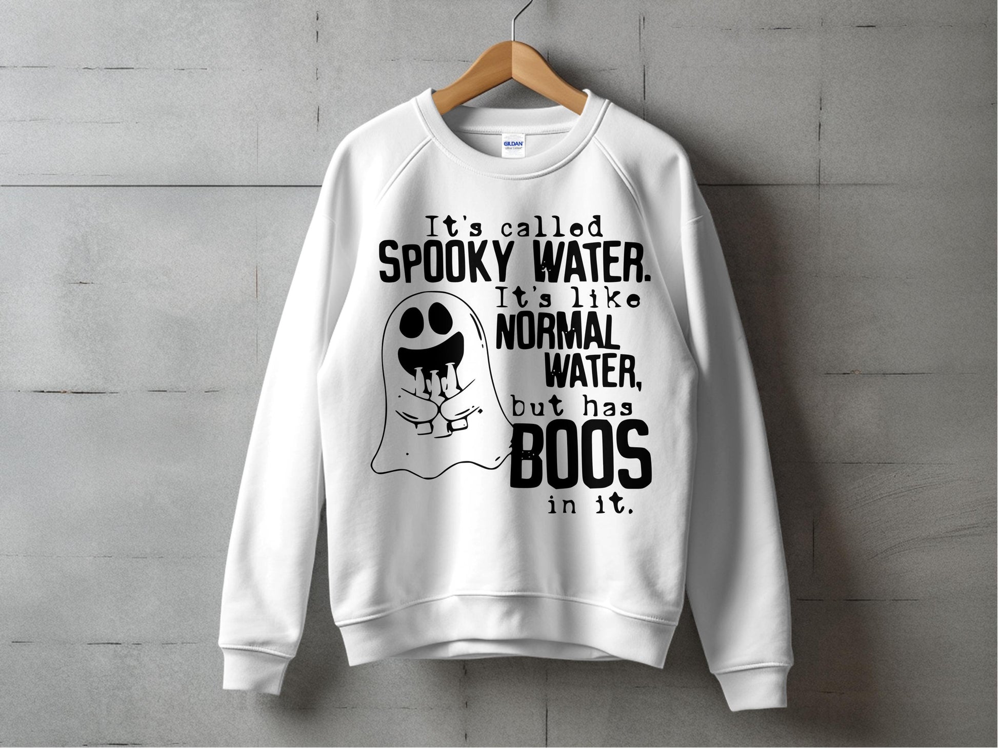 Spooky Water Ghost Sweatshirt, Funny Halloween Graphic Pullover, Casual Fall Apparel, Gift for Horror Fans
