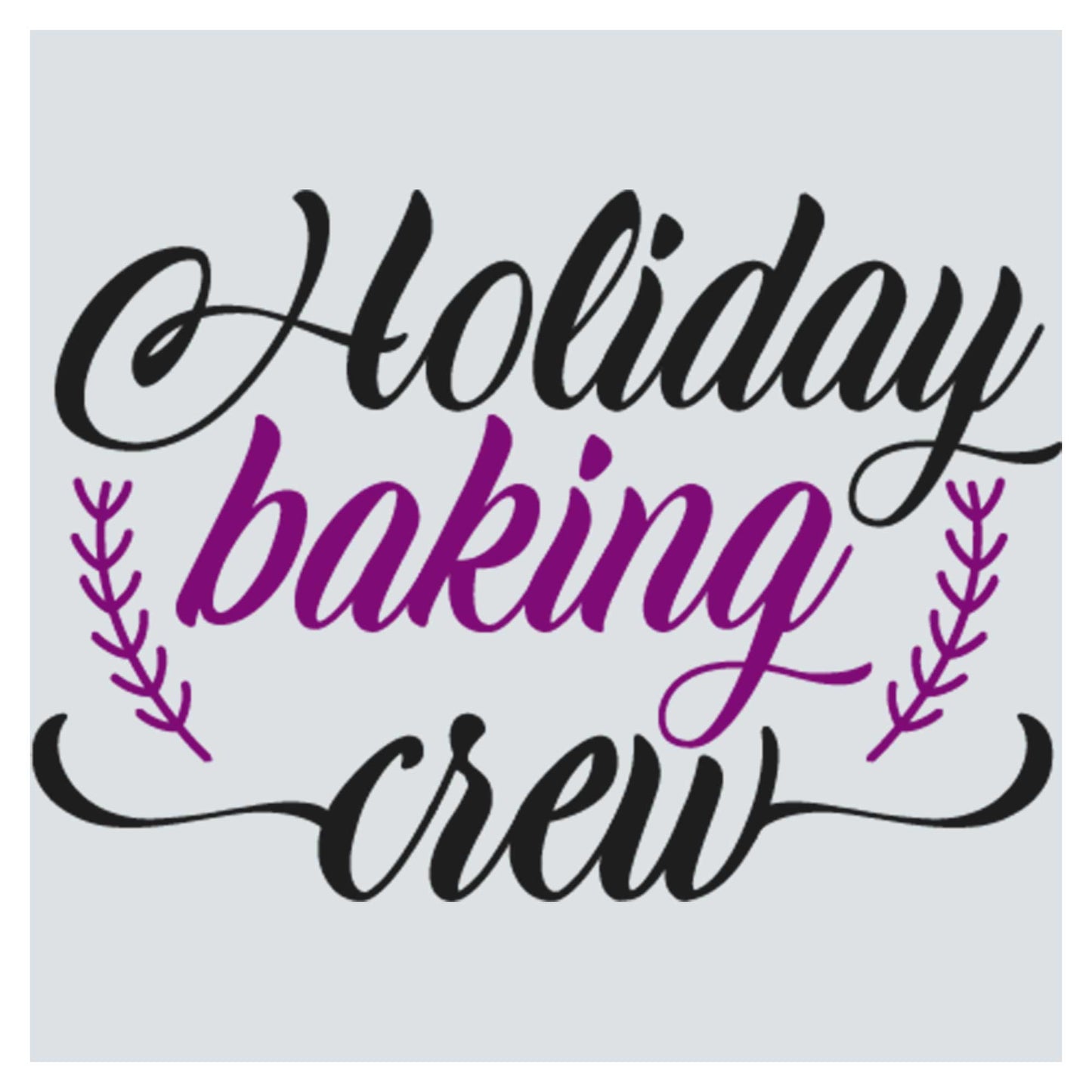 the words holiday baking crew on a white background