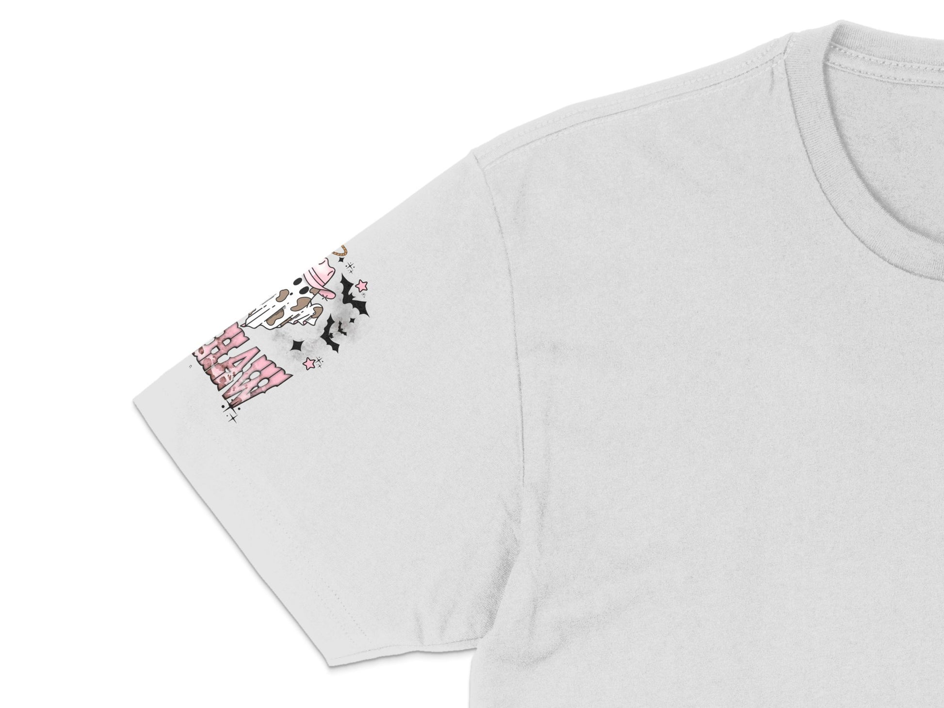 Unique Grey T-Shirt with Whimsical Pink Cat Illustration, Casual Cotton Tee, Artistic Apparel for Cat Lovers