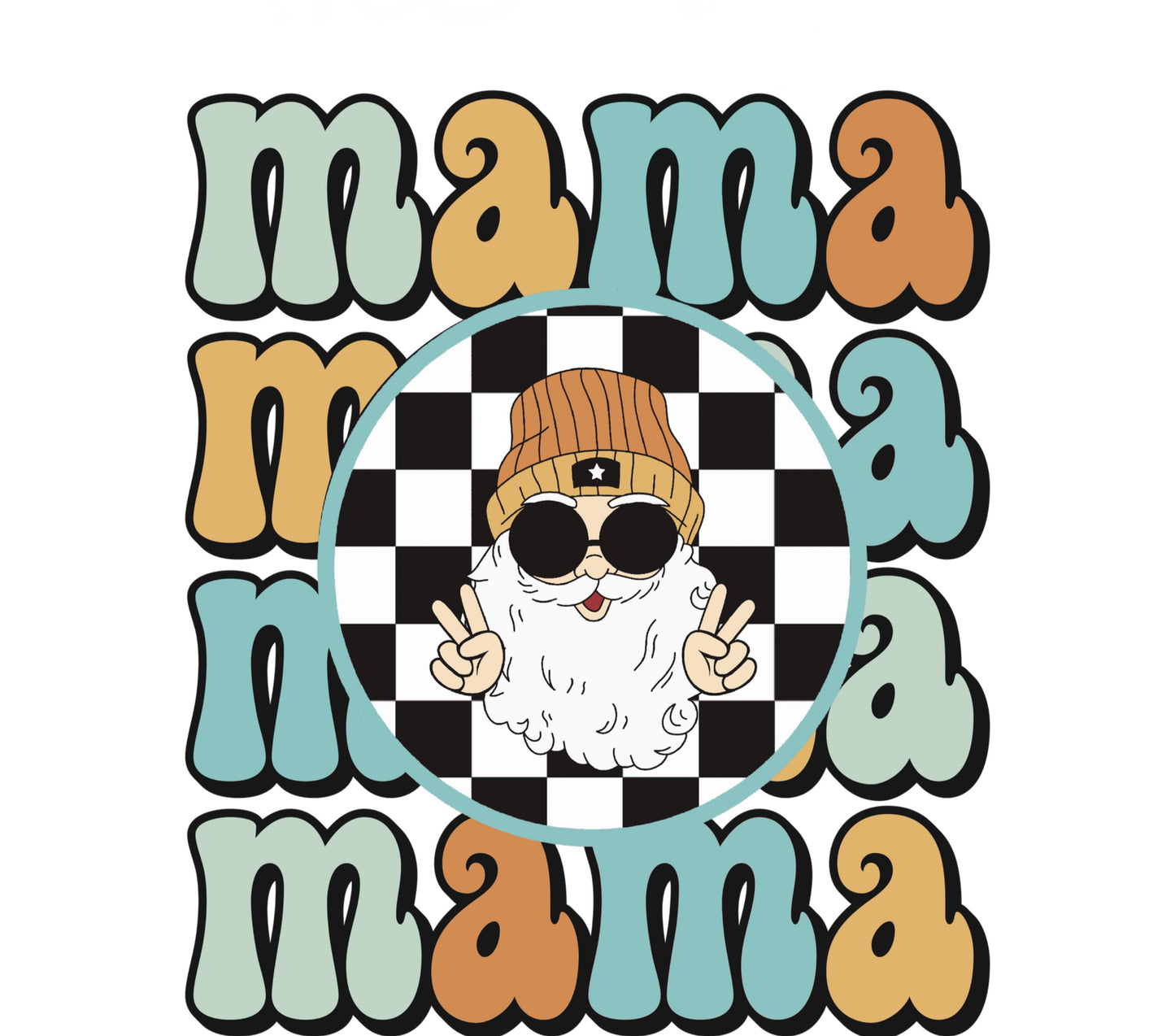 Mama Graphic Tee Cool Santa with Coffee Christmas Casual Shirt Unisex Gift Idea